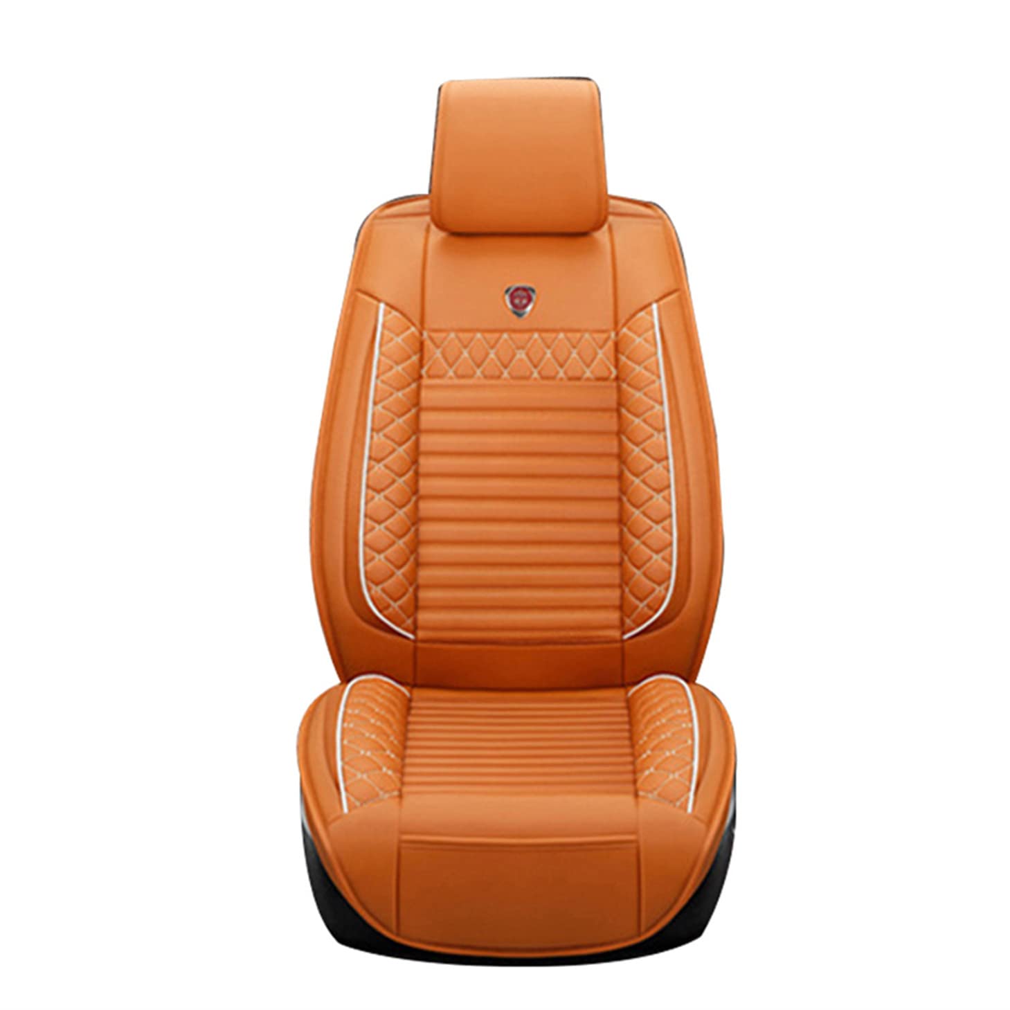 5-Piece Universal Car Seat Covers Set - Waterproof PU Leather, Soft & Comfortable for Most 5-Seat Vehicles (Orange) | Front & Rear Seat Protection for Cars, SUVs, Trucks | Perfect for Daily Commute, Road Trips & Family Protection