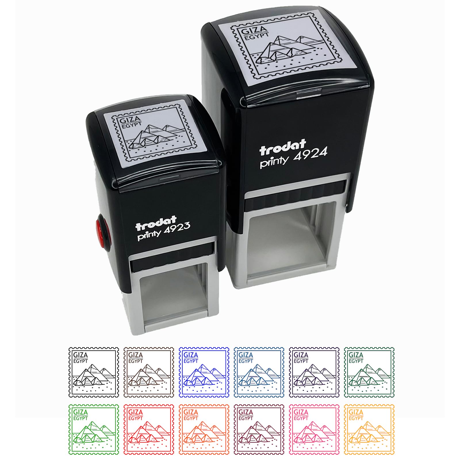 Pyramids of Giza Egypt Travel Souvenir Self-Inking Rubber Stamp - 1 Inch Small Blue Ink Stamp for Passport, Scrapbooking & Travel Journaling