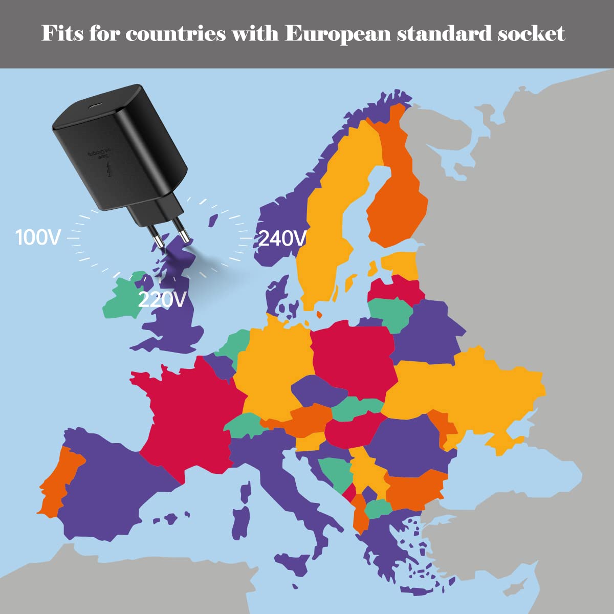 45W EU Super Fast Charger with USB-C PD & PPS - European Travel Plug Adapter for Samsung Galaxy S25/S24/S23/S22 Ultra/Plus, iPhone, MacBook - Compatible in Italy, France, Spain | Fast Charging for Travel, Home & Office Use