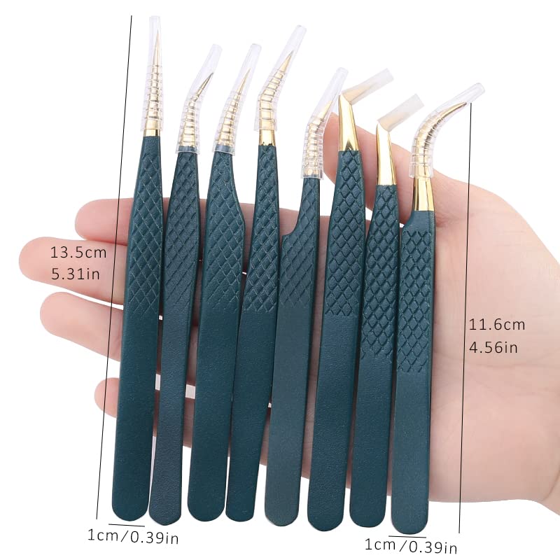 Premium 3D Volume Eyelash Tweezers - Stainless Steel Professional Eyebrow Tweezers for Individual & Strip Lash Extensions - Curved Tip for Precise Application - Perfect for Salon & Home Use