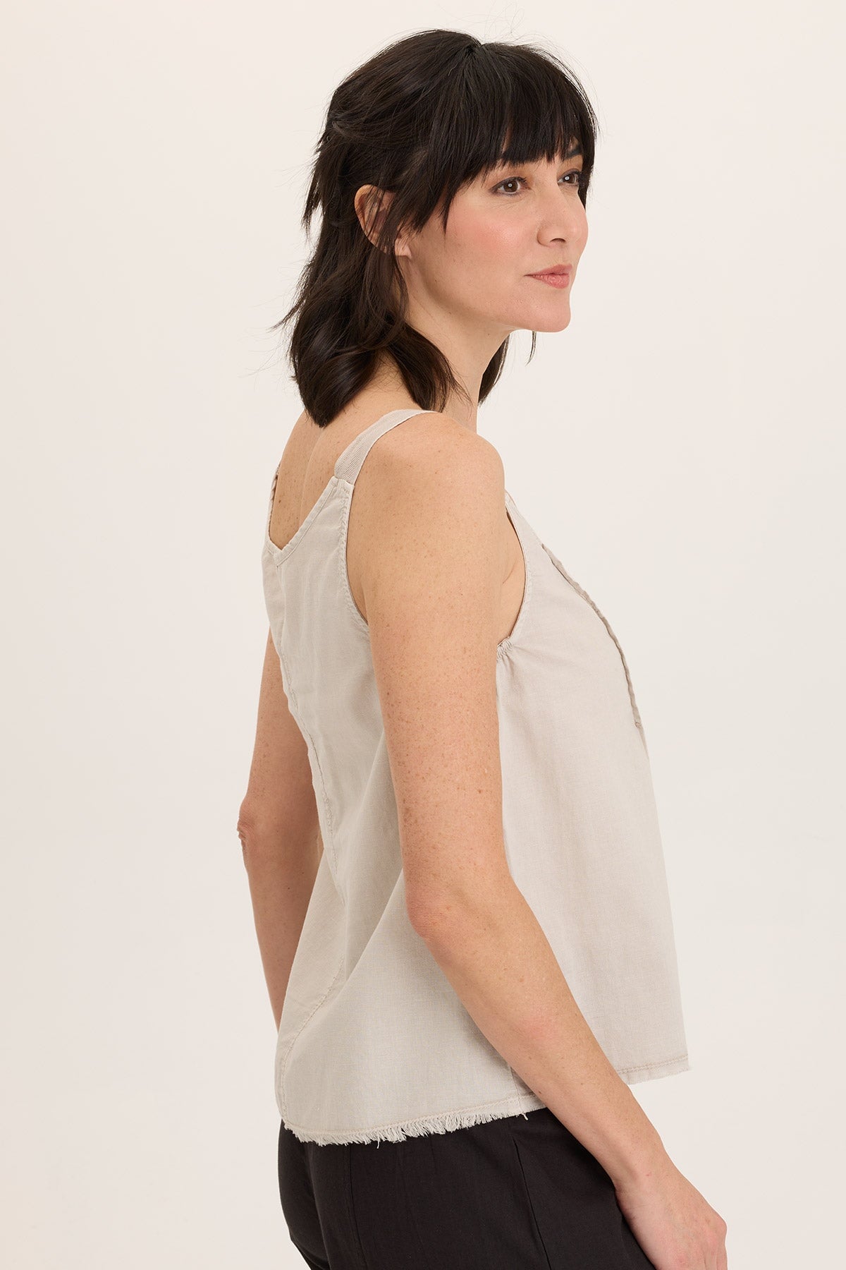 Shawnie Linen Billowy Pintuck Tank Top - Women's Relaxed Fit Linen Blouse for Summer | Casual Wear, Beach Cover Up & Boho Outfits