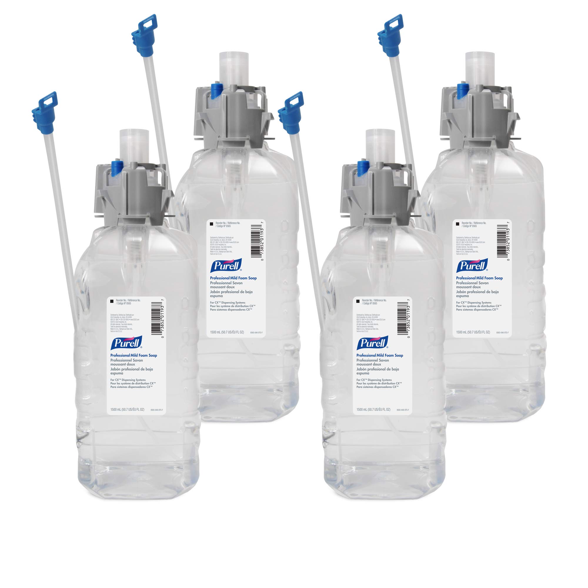 PURELL Professional Mild Foam Soap Refill - Fragrance Free, 1500 mL (Pack of 4) for CXM/CXI/CXT Dispensers | Bulk Hand Sanitizer for Offices, Hospitals & Schools | Gentle Skin Cleansing Solution
