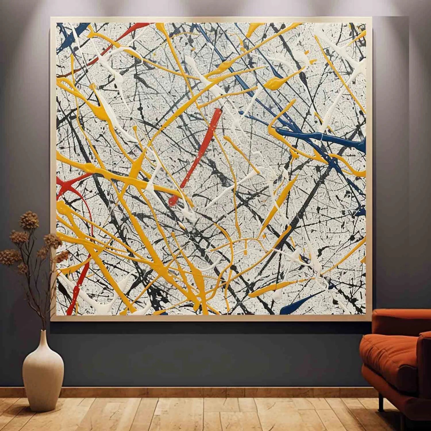 Pollock Art #JP008 - Abstract Drip Painting Canvas Wall Art for Home & Office Decor | Modern Artwork for Living Room, Bedroom, or Office Spaces