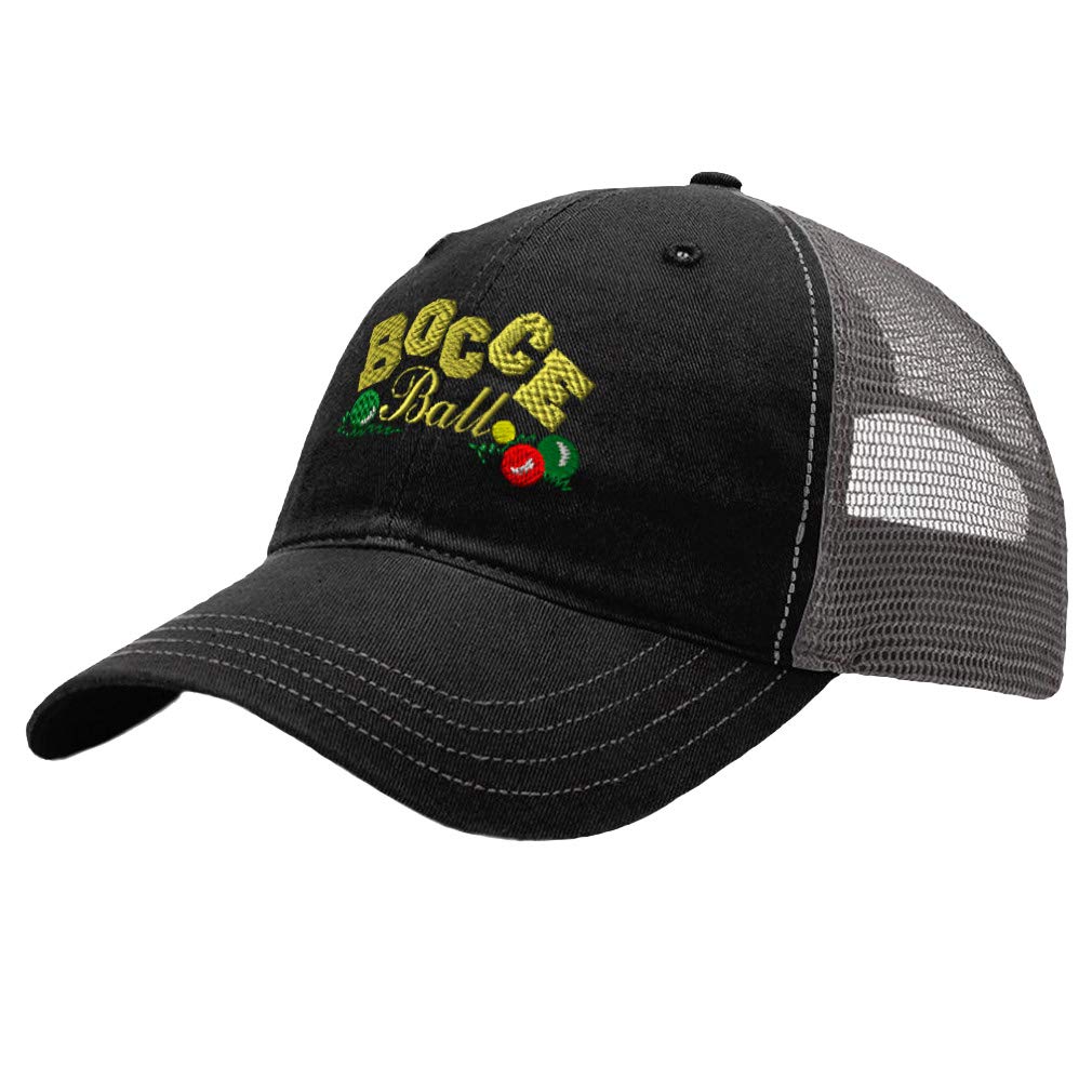 Premium Cotton Baseball Cap with Bocce Ball Embroidery - Soft Mesh Snapback Hat in Black & Charcoal - Perfect for Sports, Outdoor Activities and Casual Wear
