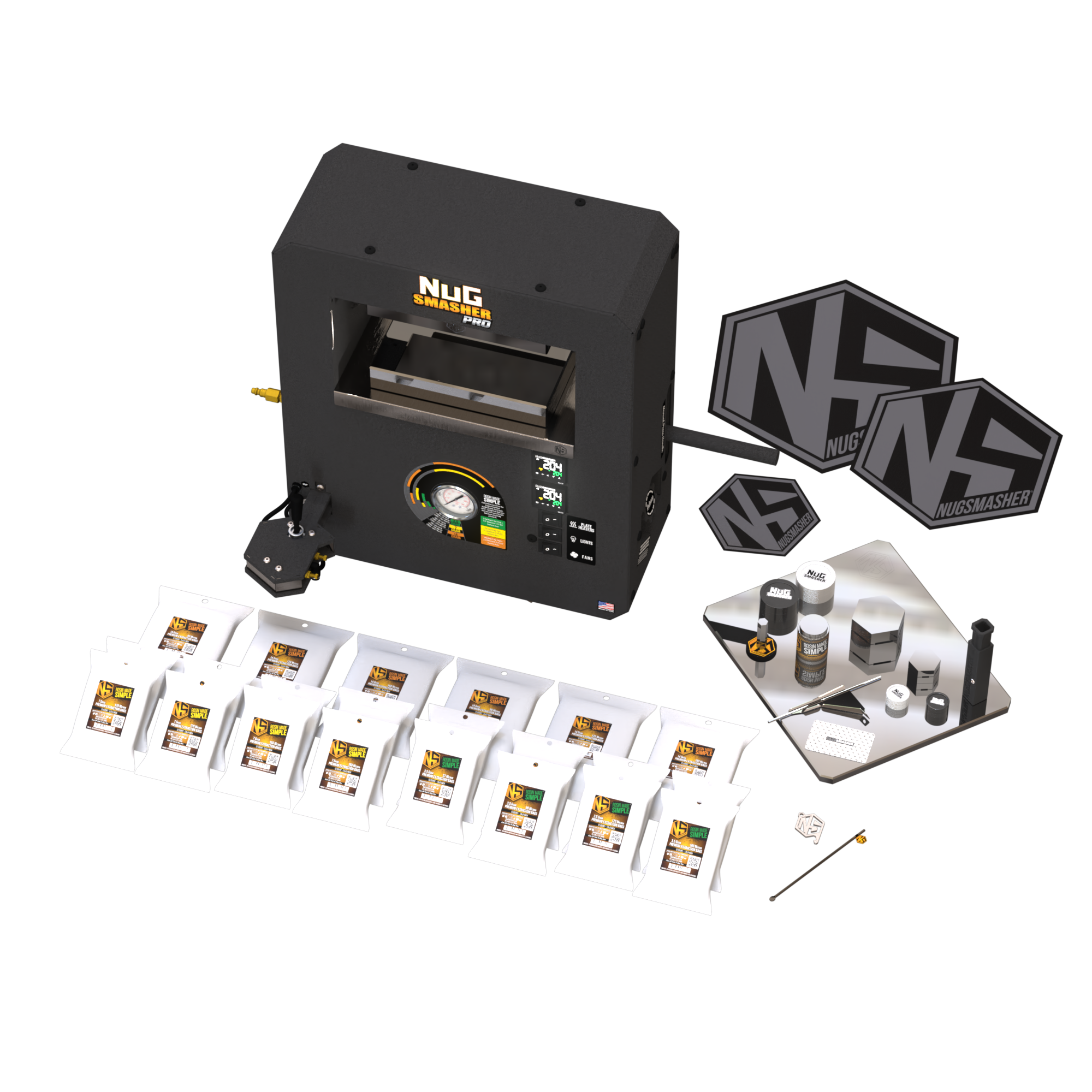 NugSmasher Pro 20 Ton Rosin Press Kit with Essential Accessories - Perfect for Home DIY Rosin Extraction and Concentrate Production