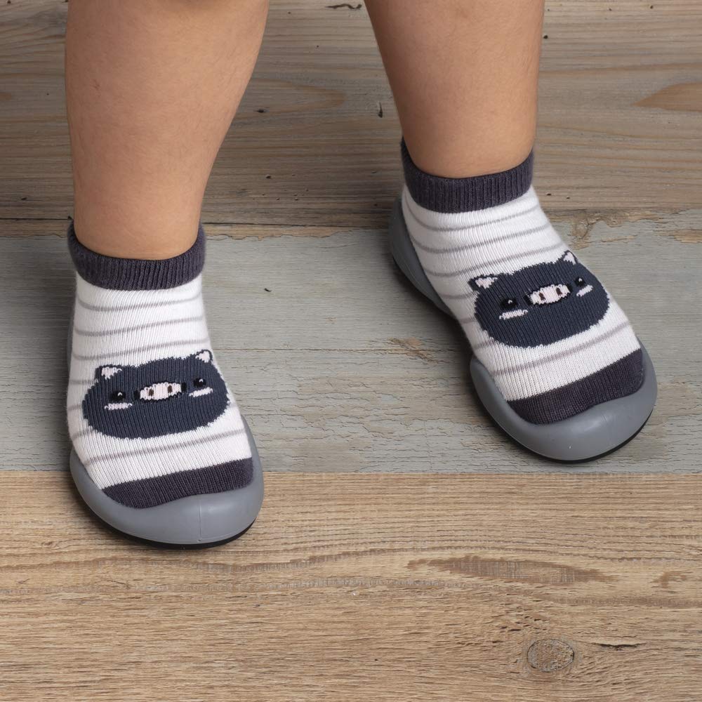 Komuello Breathable Washable Non-Slip Toddler Shoes with Cotton Socks & Air Pocket Cushion - Secure Fit Unisex Baby Shoes for Boys Girls - Perfect for Indoor Play, Outdoor Walks & Daycare Activities