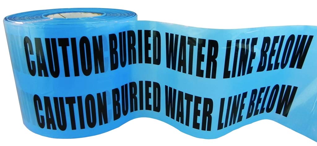 WOD BRC-BWLB High Visibility Barricade Caution Tape - 6 Inch x 1000 Feet, Bright Blue with Bold Black 'CAUTION BURIED WATER LINE BELOW' Text - Heavy Duty Non-Adhesive Safety Tape for Construction Sites, Utility Work & Hazard Marking