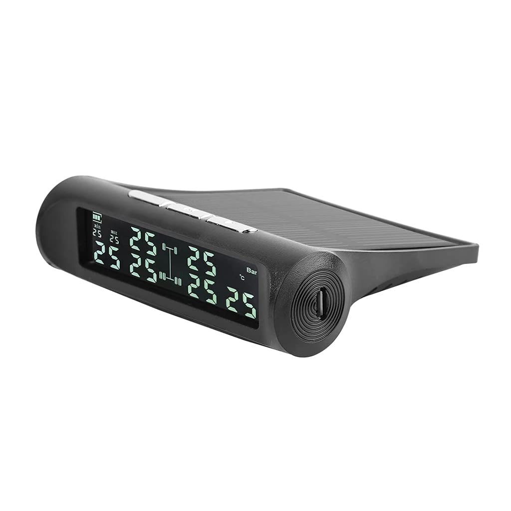 ZHANGLINER Solar-Powered TPMS Tire Pressure Monitoring System with 6 External Sensors & LCD Display - Real-Time Auto Tire Pressure Alarm for Cars, Trucks, SUVs - Perfect for Road Trips, Off-Road Adventures & Daily Commuting