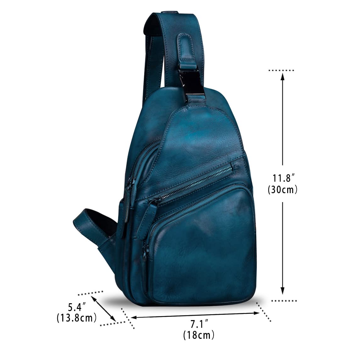 IVTG Genuine Leather Sling Bag for Men & Women - Handmade Crossbody Chest Shoulder Backpack - Perfect for Motorcycle Riding, Travel & Everyday Use