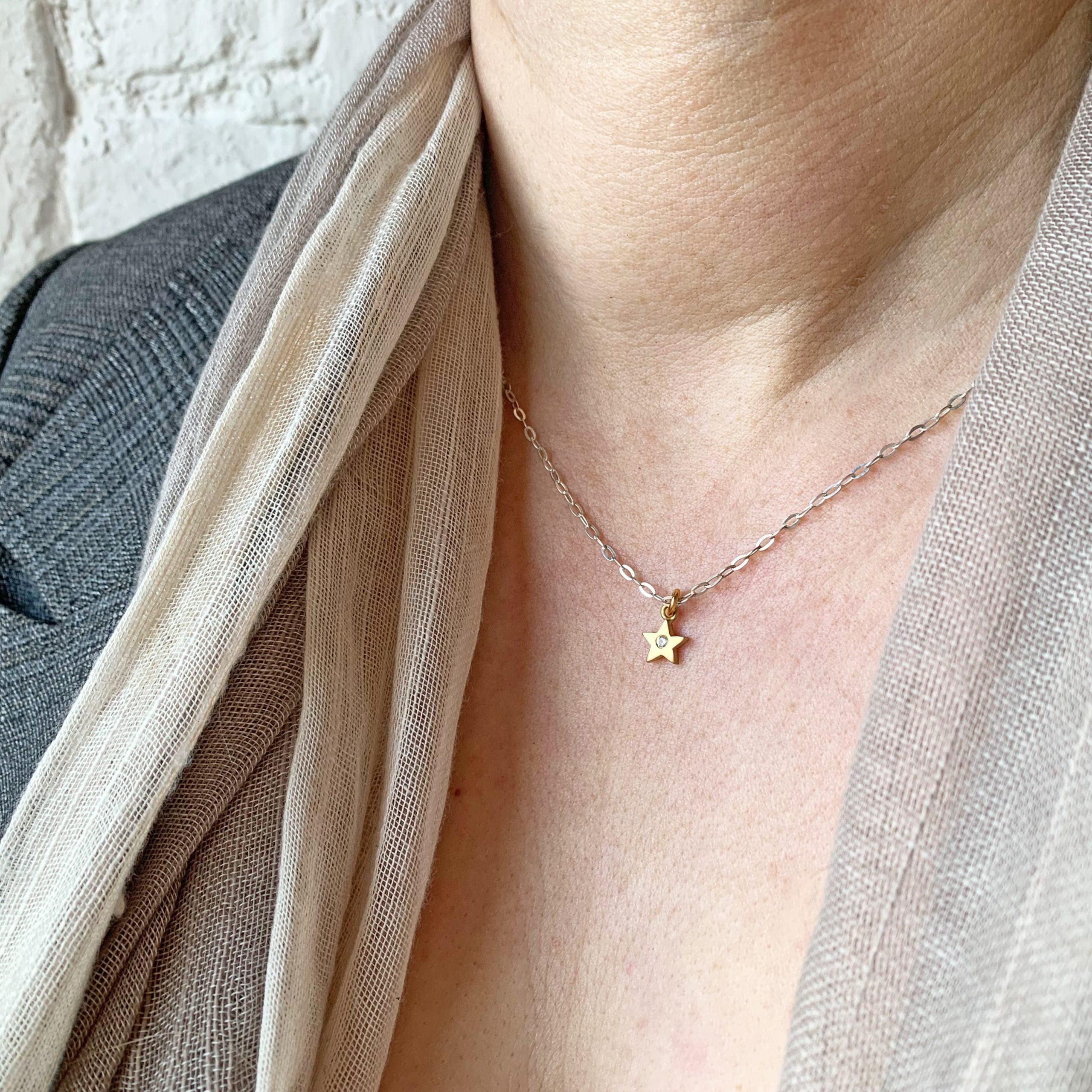 Fair Trade Gold & White Sapphire Star Pendant Necklace - 18K Gold & Sterling Silver Jewelry for Women - Perfect for Gifts, Anniversaries & Special Occasions