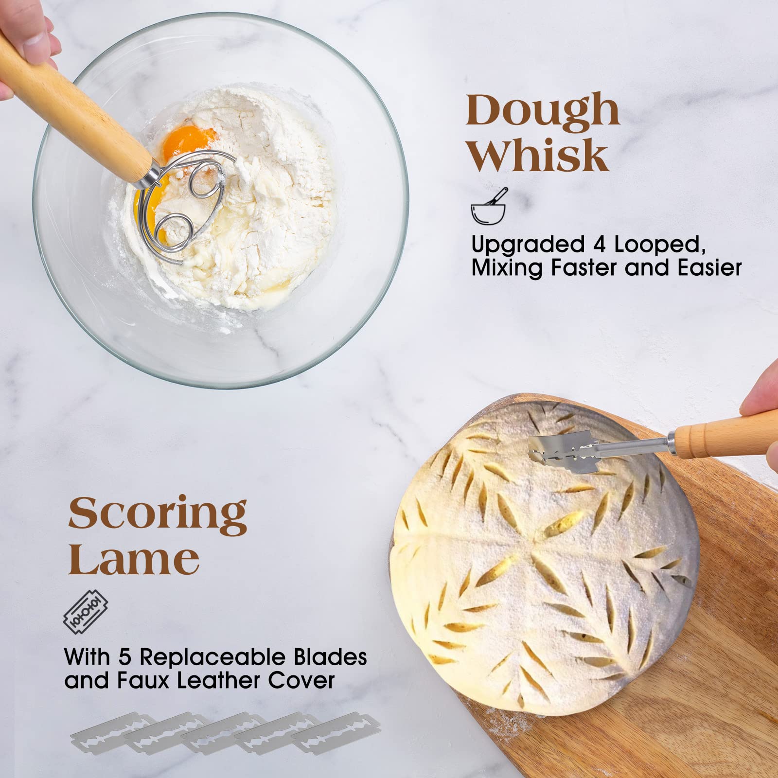 Sourdough Starter Kit with 40oz Jar - Complete Bread Baking Supplies Set Includes 9