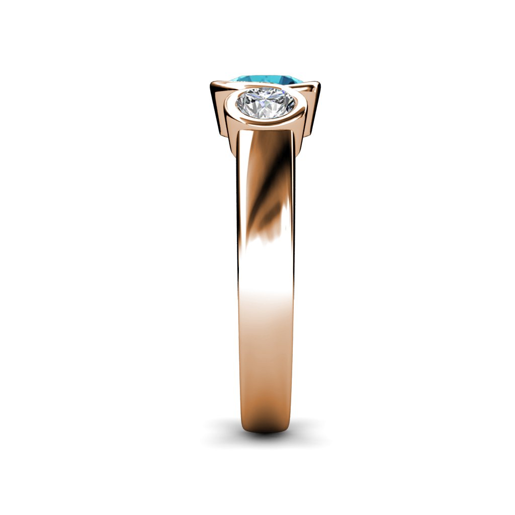 1.95ct London Blue Topaz & Diamond Infinity Three Stone Ring in 14K Rose Gold (SI2, G) - Elegant Anniversary Gift for Her, Wedding Jewelry, Engagement Promise Ring