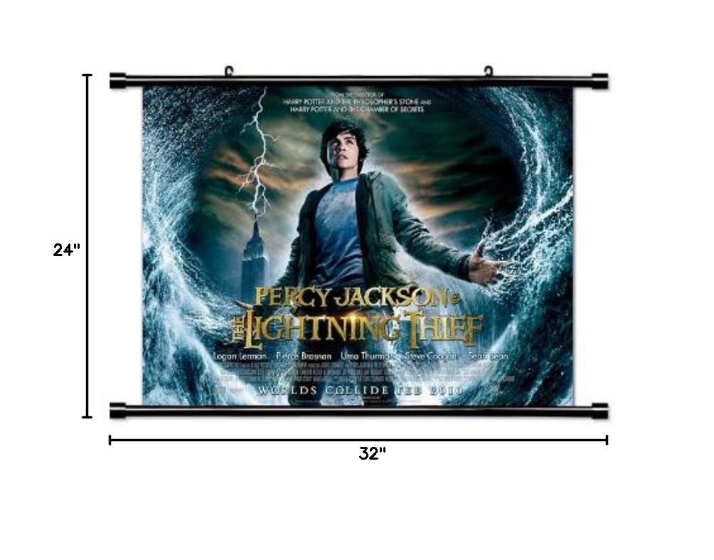 Percy Jackson and the Olympians The Lightning Thief Movie Poster - 32x24 Inch Fabric Wall Scroll Art - Perfect for Bedroom, Game Room & Movie Theater Decor