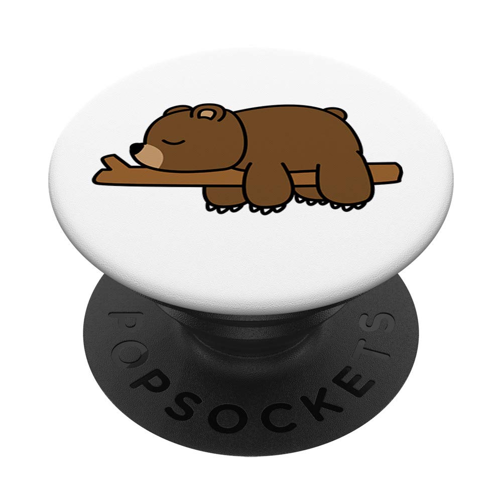 Hand Drawn Cartoon Cute Lazy 'Not Today' Bear Nap PopSockets Swappable Grip for iPhone, Samsung & Tablets - Perfect for Work, Travel & Home Use