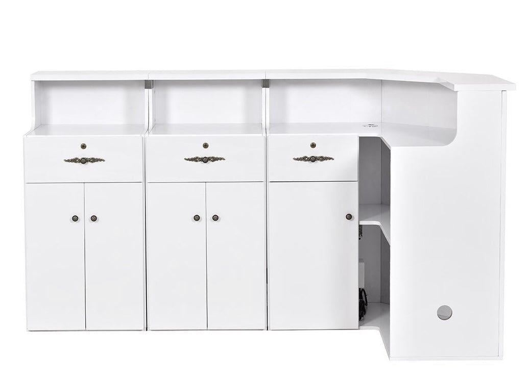 Valencia LED Reception Desk with Modern Design - Durable & Stylish Front Office Furniture for Hotels, Corporate Offices, and Lobby Areas