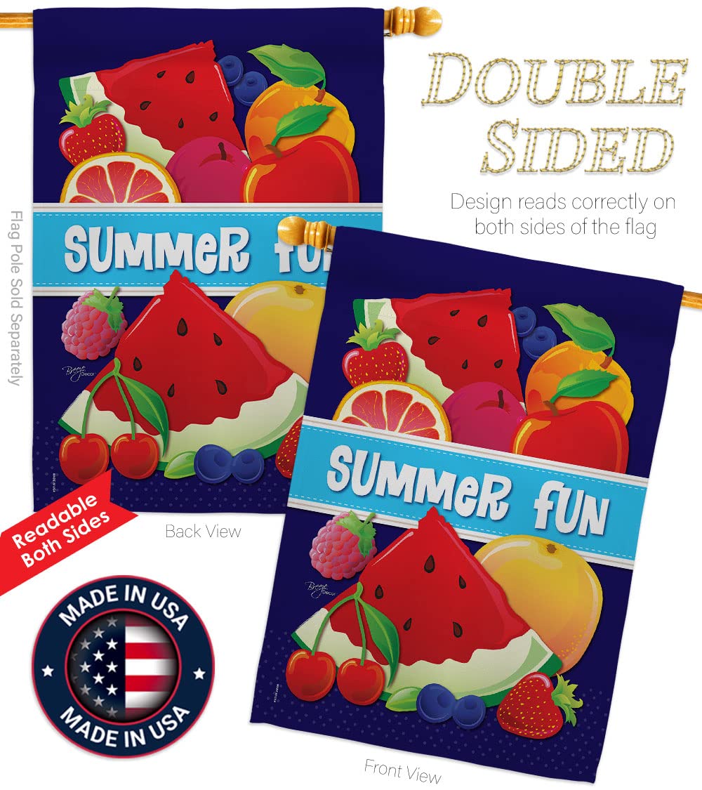 Summer Fun Vertical House Flag Set 28x40in w/Flagpole - Outdoor Decor