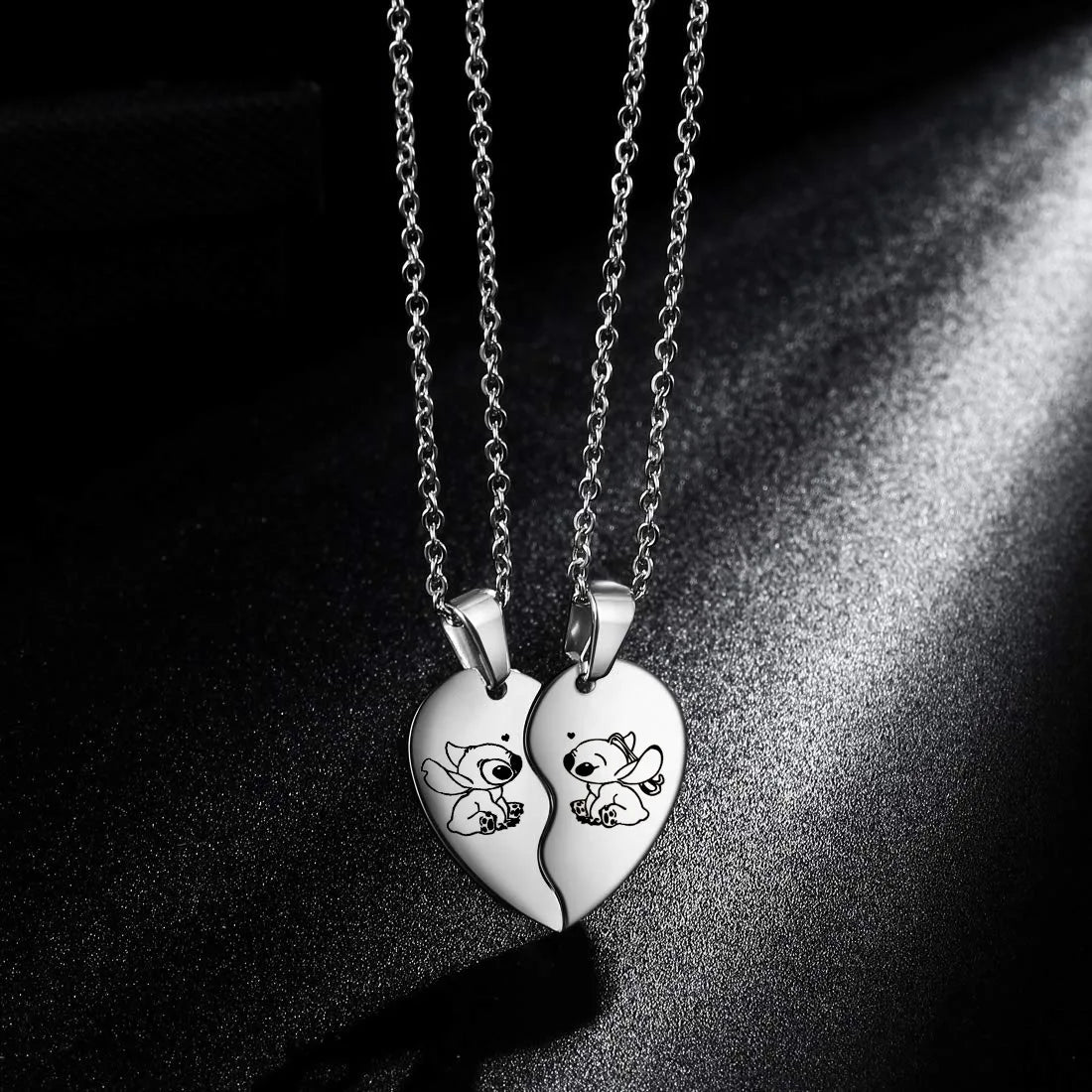 Disney Lilo & Stitch Heart Necklace - Cute Cartoon Jewelry for Women & Girls - Perfect Gift for Disney Fans, Cosplay & Everyday Wear