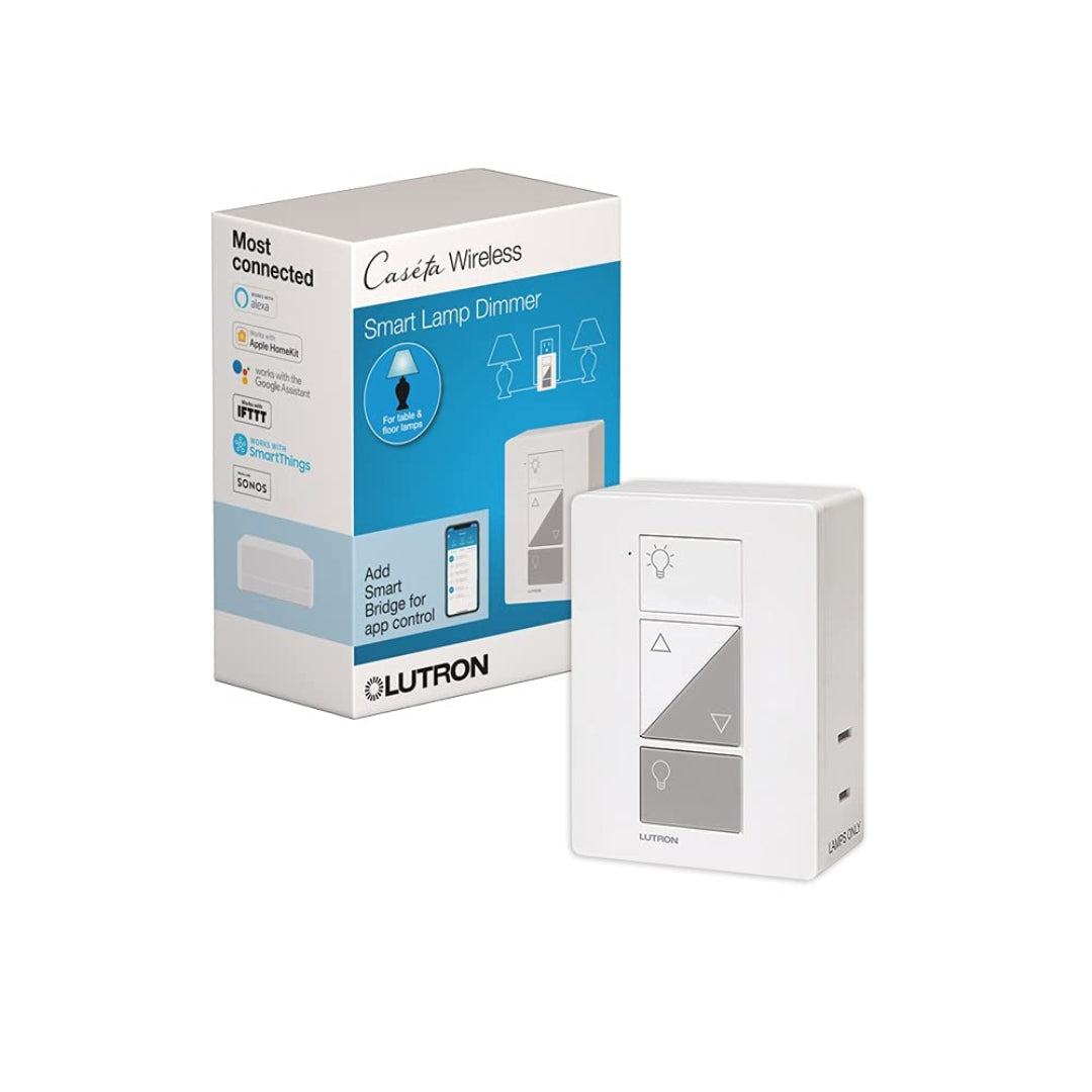 Lutron Caseta Smart Lighting Lamp Dimmer Switch | PD-3PCL-WH | White | Perfect for Bedroom, Living Room & Home Automation