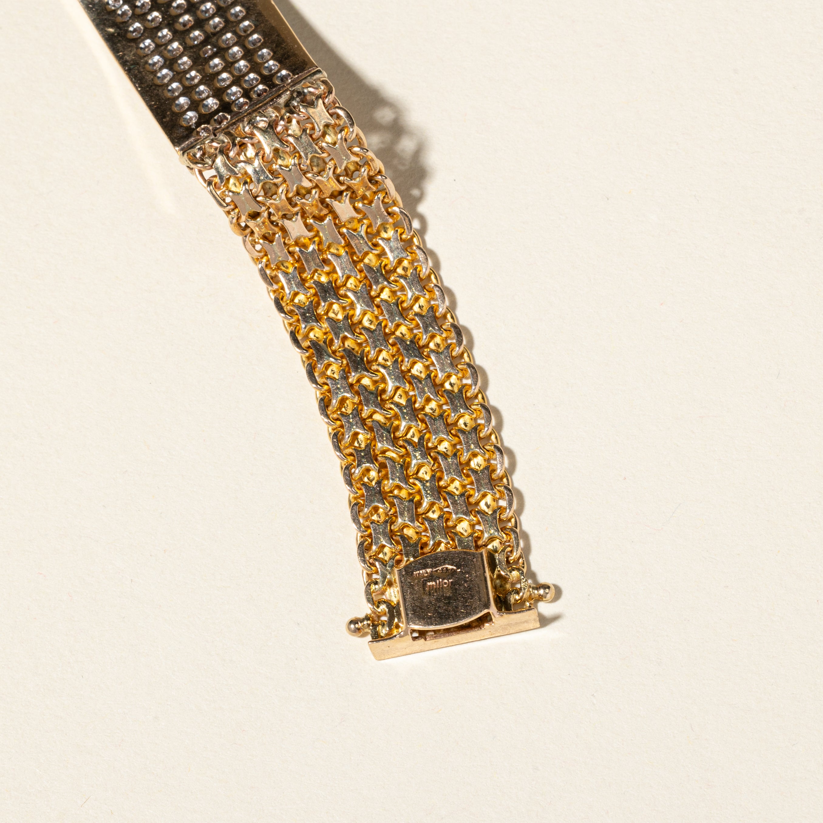 10K Italian Yellow Gold Diamond Watch Strap Bracelet - 2.47 Carat Total Weight | Size 6.5 | Elegant Wrist Accessory for Women's Formal Events & Special Occasions