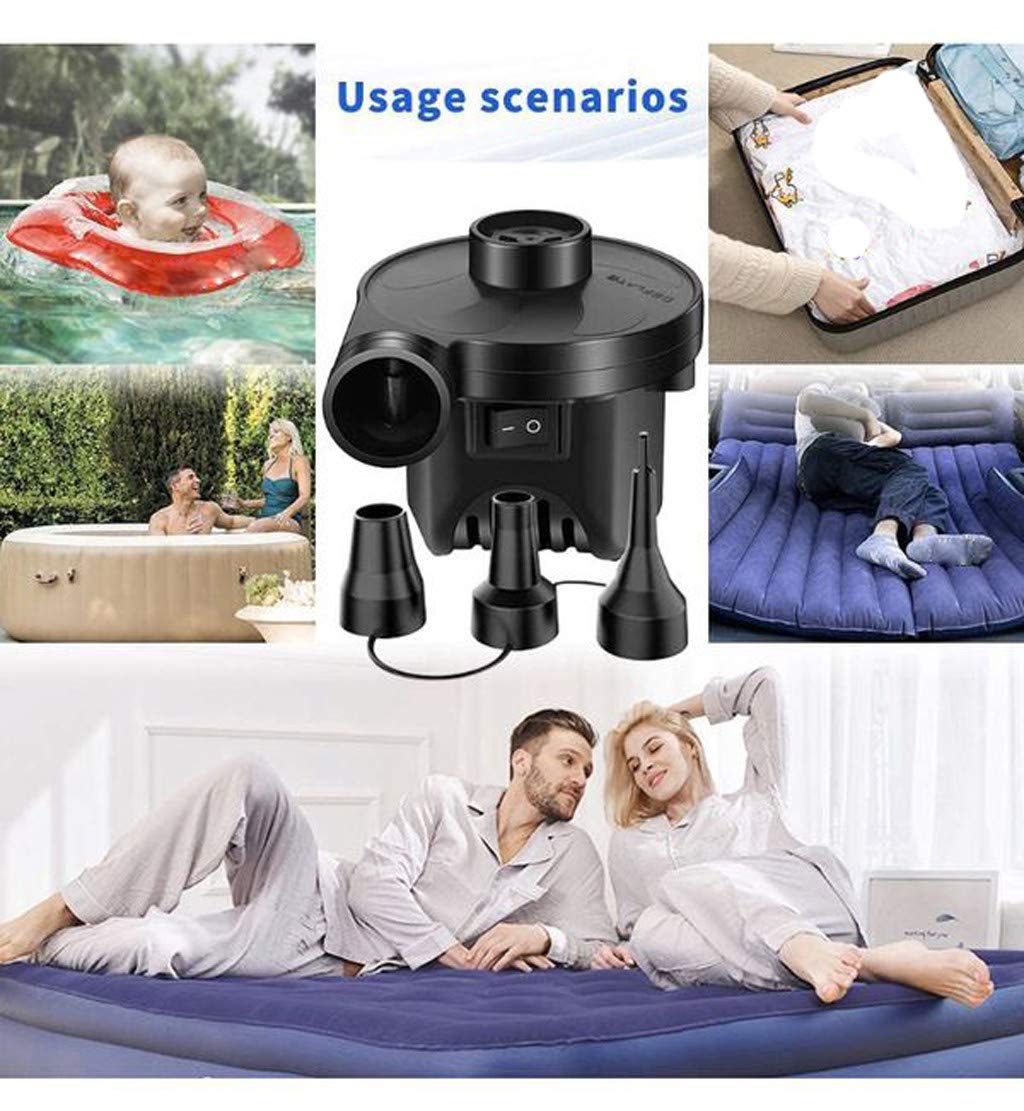 12V Electric Air Pump for Inflatable Mattress - 3 Nozzles Car DC Pump for Air Beds, Pool Floats & Outdoor Toys - Portable Inflator for Camping, Travel & Emergency Use