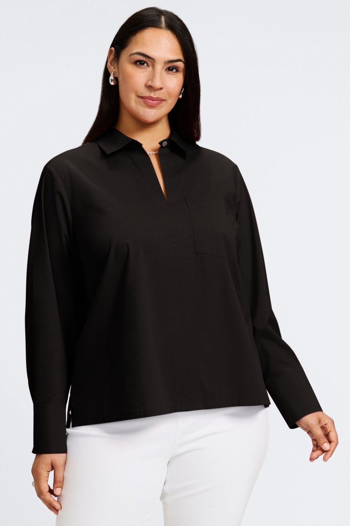 Bella Plus Wrinkle-Free Stretch Long Sleeve Shirt for Women - Comfortable Office Wear & Casual Outfits