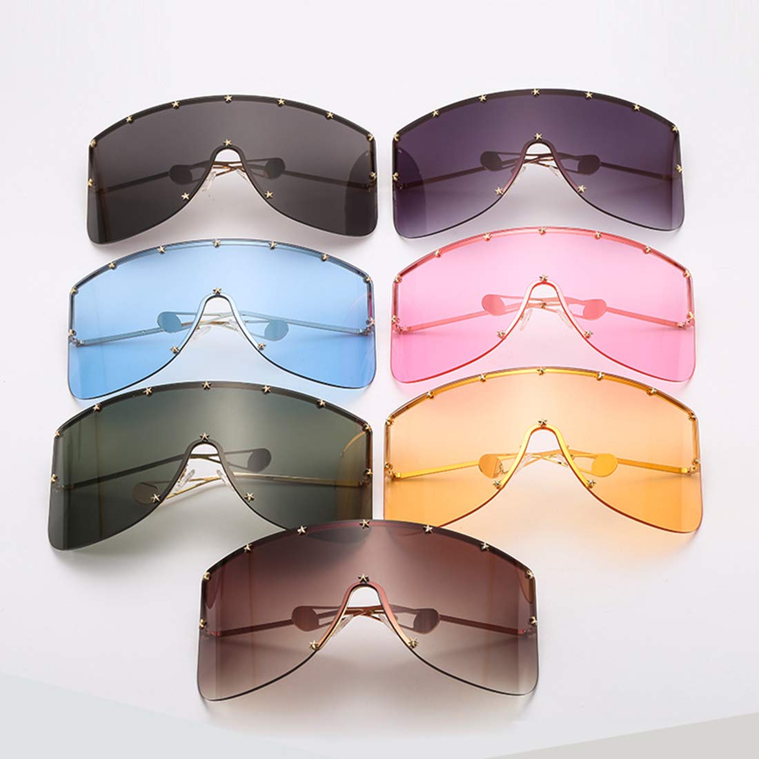 Armear Women's Oversized Shield Sunglasses with Futuristic Star Frame - UV Protection, Fashionable Face Mask for Outdoor Sports, Cycling, and Beach Activities