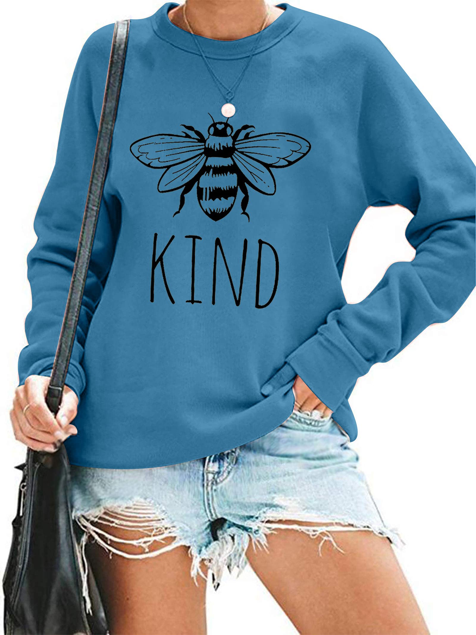 Bee Kind T-Shirt & Sweatshirt for Women - Funny Inspirational Lightweight Blouse, Long Sleeve Blessed Pullover - Perfect for Teachers, Casual Wear & Everyday Inspiration