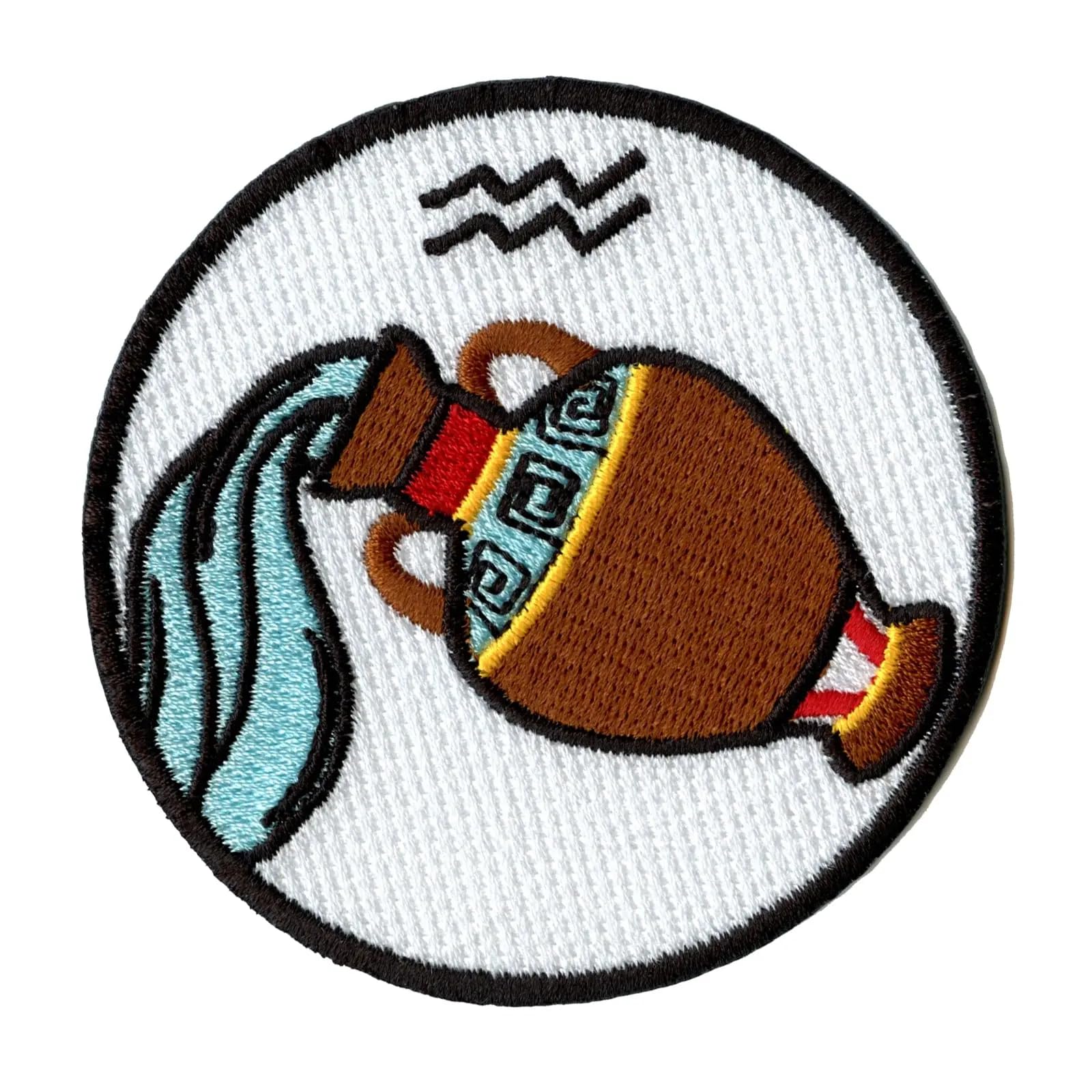 Aquarius Zodiac Sign Embroidered Iron On Patch - Constellation Design for DIY Clothing, Hats, Bags & Costume Accessories