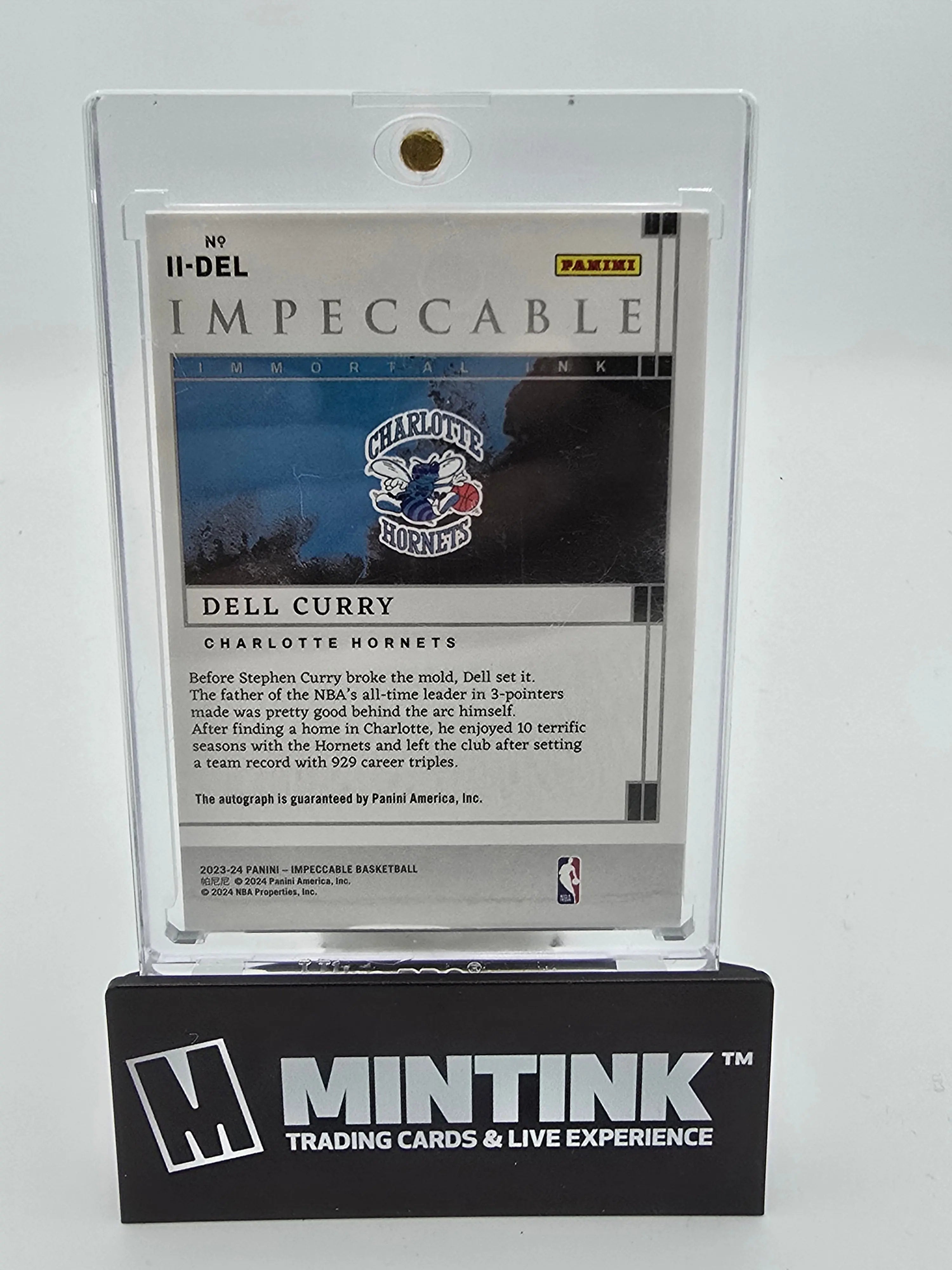 2023-24 Panini Impeccable Basketball Dell Curry Impeccable Ink Autograph 1/1 Rookie Card #II DEL - Perfect for NBA Collectors, Sports Memorabilia Display & Investment