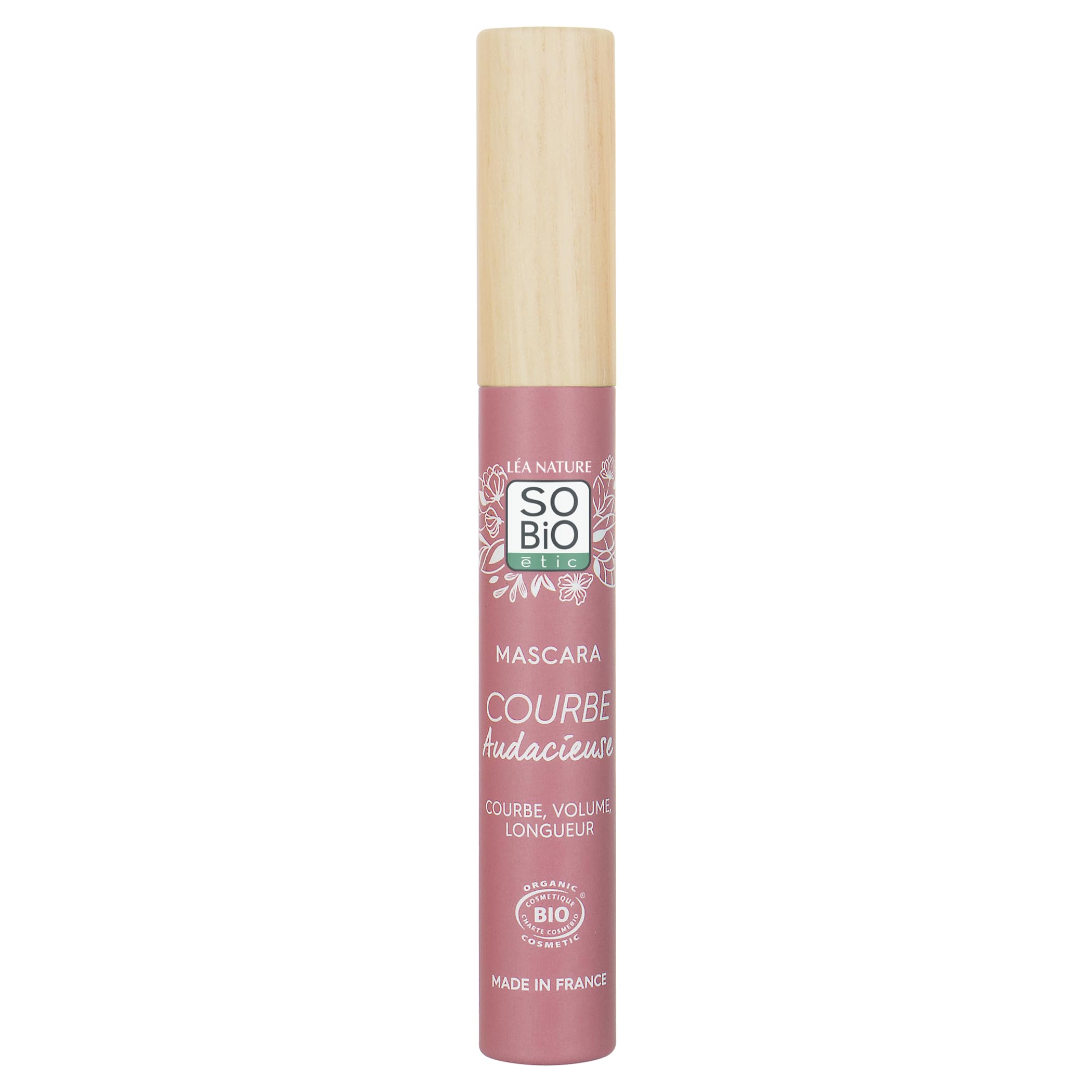 LÉA NATURE SO BiO étic Organic Mascara | Bold Curved Volume & Length | 3-in-1 Effect | Black | Curved Brush | No Clumping | Fortifying Organic Castor Oil | Made in France | 8ml | Perfect for Everyday Wear & Special Occasions