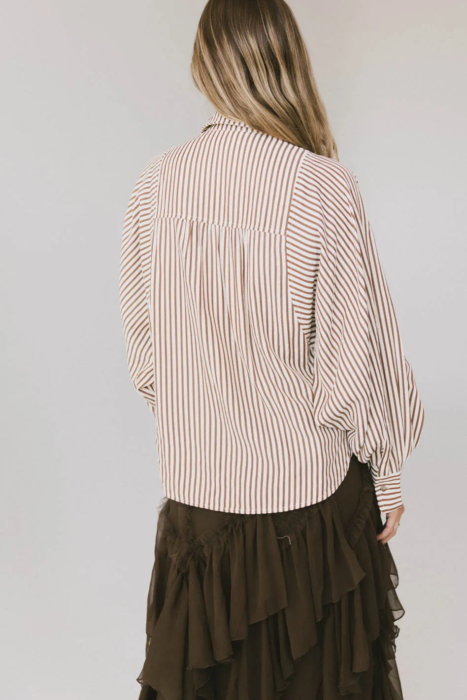 Stylish Niri Striped Brown Button-Up Shirt for Men & Women | Casual & Office Wear | Final Sale