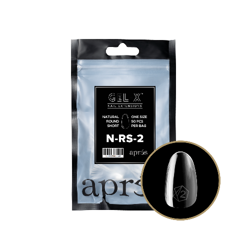 Apres Gel X Refill Tips 2.0 - 50pcs Natural Short Round Fake Nails for Manicure - Perfect for DIY Nail Art, Salon & Home Use