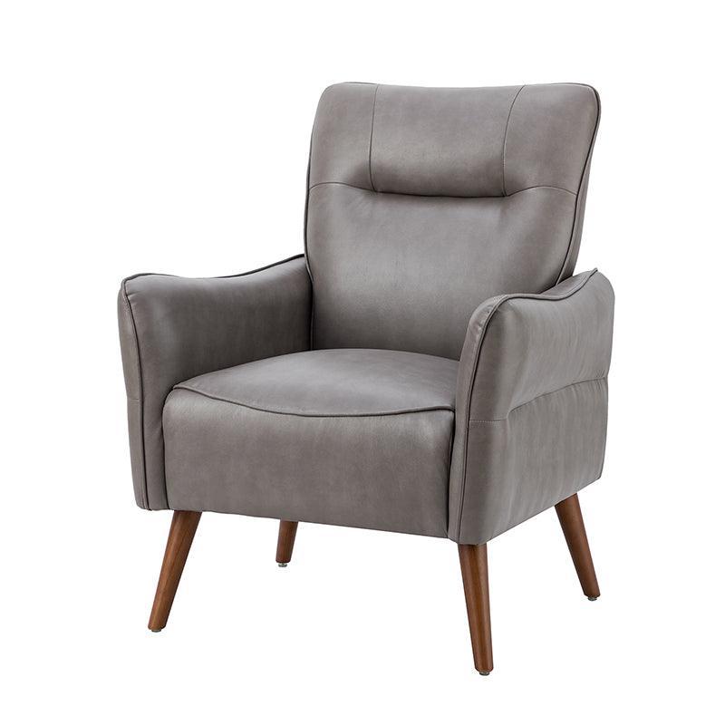 Clara Vegan Leather Armchair - Modern PU Leather Lounge Chair for Living Room, Office & Bedroom - Comfortable Mid-Century Style Accent Chair with Sturdy Metal Legs