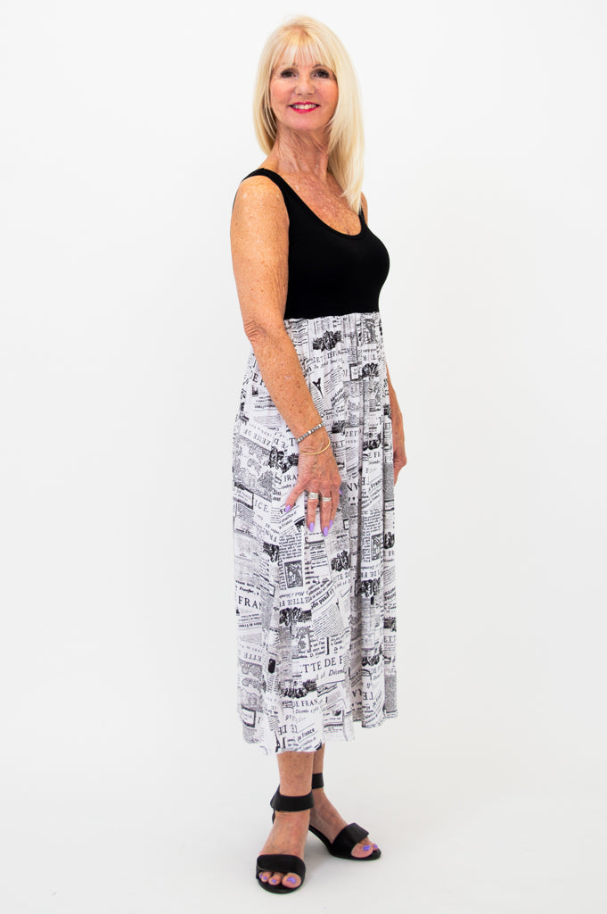 Black Paloma Dress - French News Style Linen Bamboo Blend - Perfect for Summer Weddings, Beach Vacations & Casual Outings