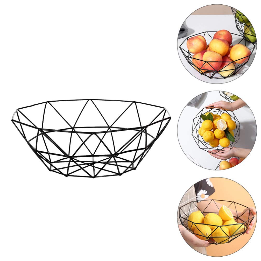 DOITOOL 2-Piece Set Iron Fruit Basket with Hollow Design - Snack Storage Tray for Kitchen Countertop, Dining Table, and Party Serving | Rustic Home Decor Organizer