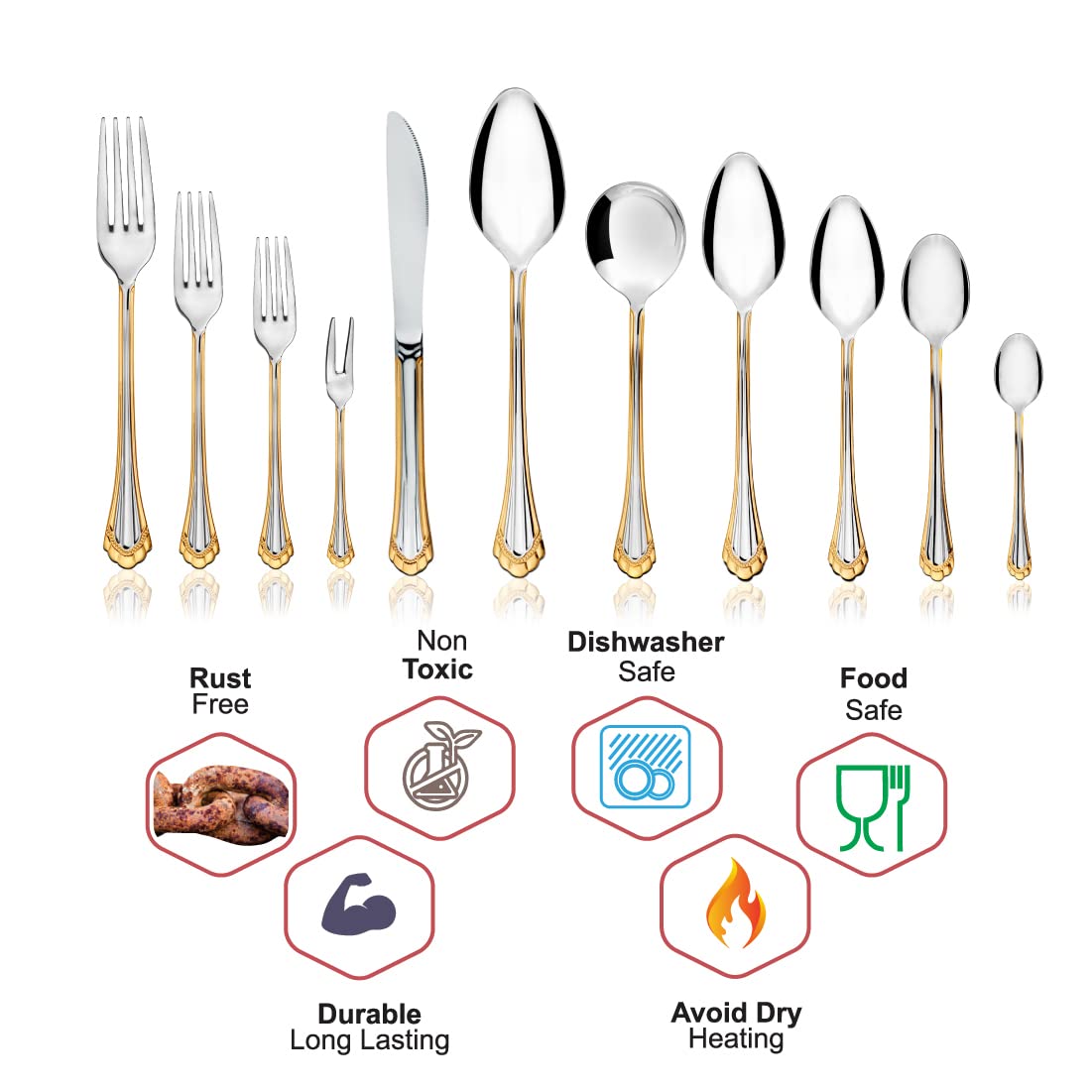 Stainless Steel Feather Fruit Forks Set of 6 - Elegant Dessert Forks for Parties, Weddings, and Fruit Platters