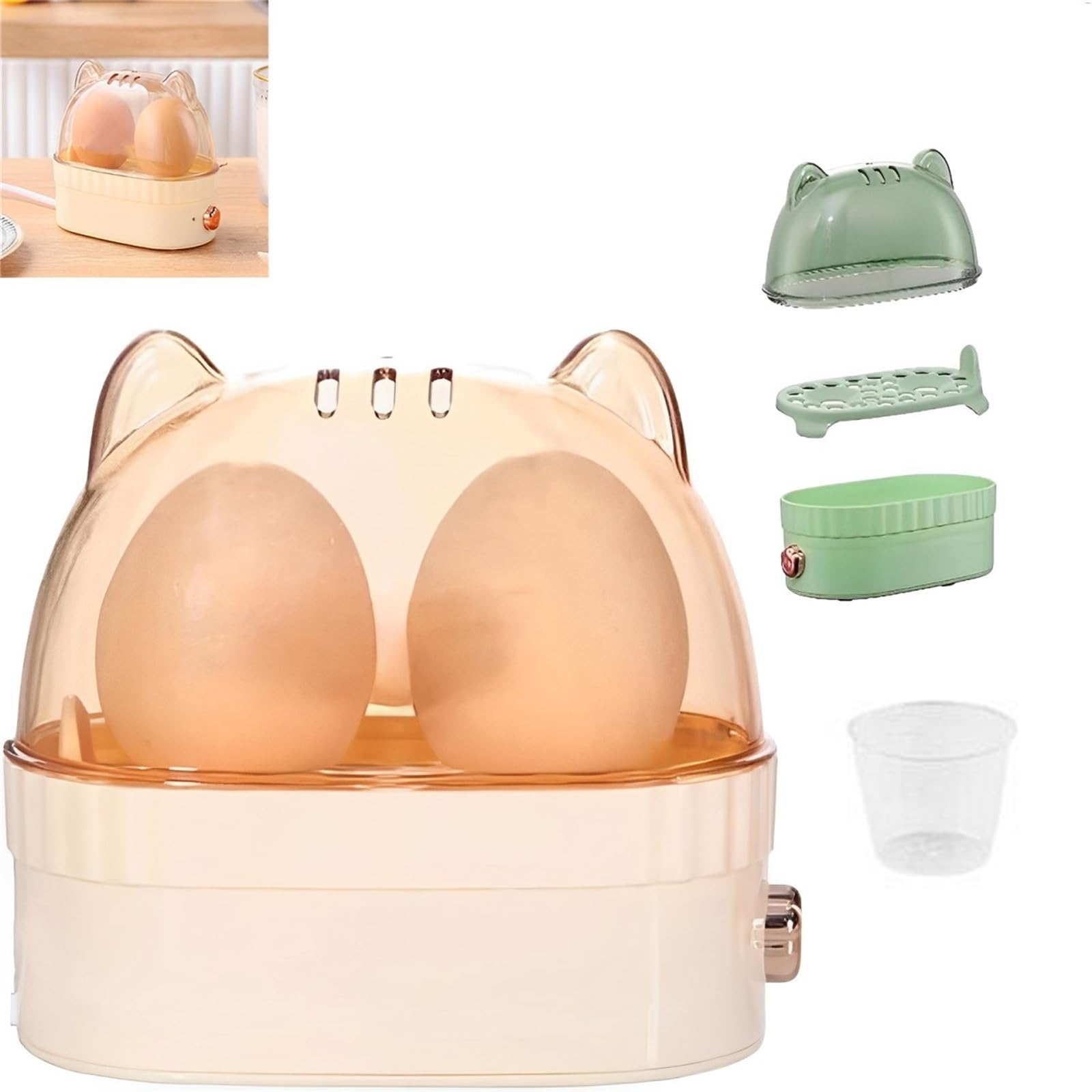 Smart Mini Egg Cooker - Electric Rapid Egg Boiler for Hard, Soft & Onsen Tamago Eggs with Auto Shut Off | Perfect for Dorms, Small Kitchens & Quick Breakfasts (2 Egg Capacity)