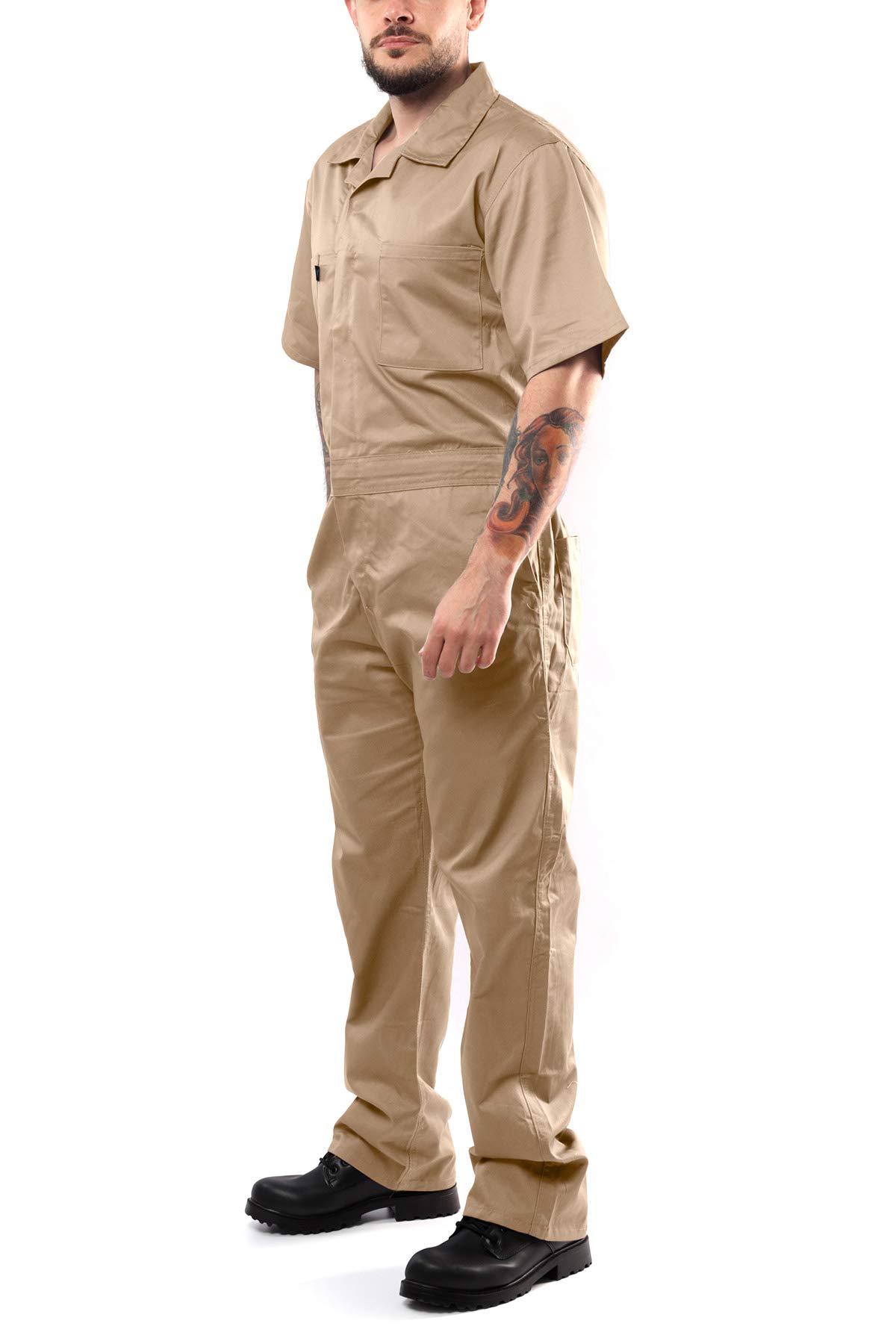 Kolossus Men's Short Sleeve Work Coveralls - Durable Blended Fabric Jumpsuit for Construction, Mechanics & DIY Projects