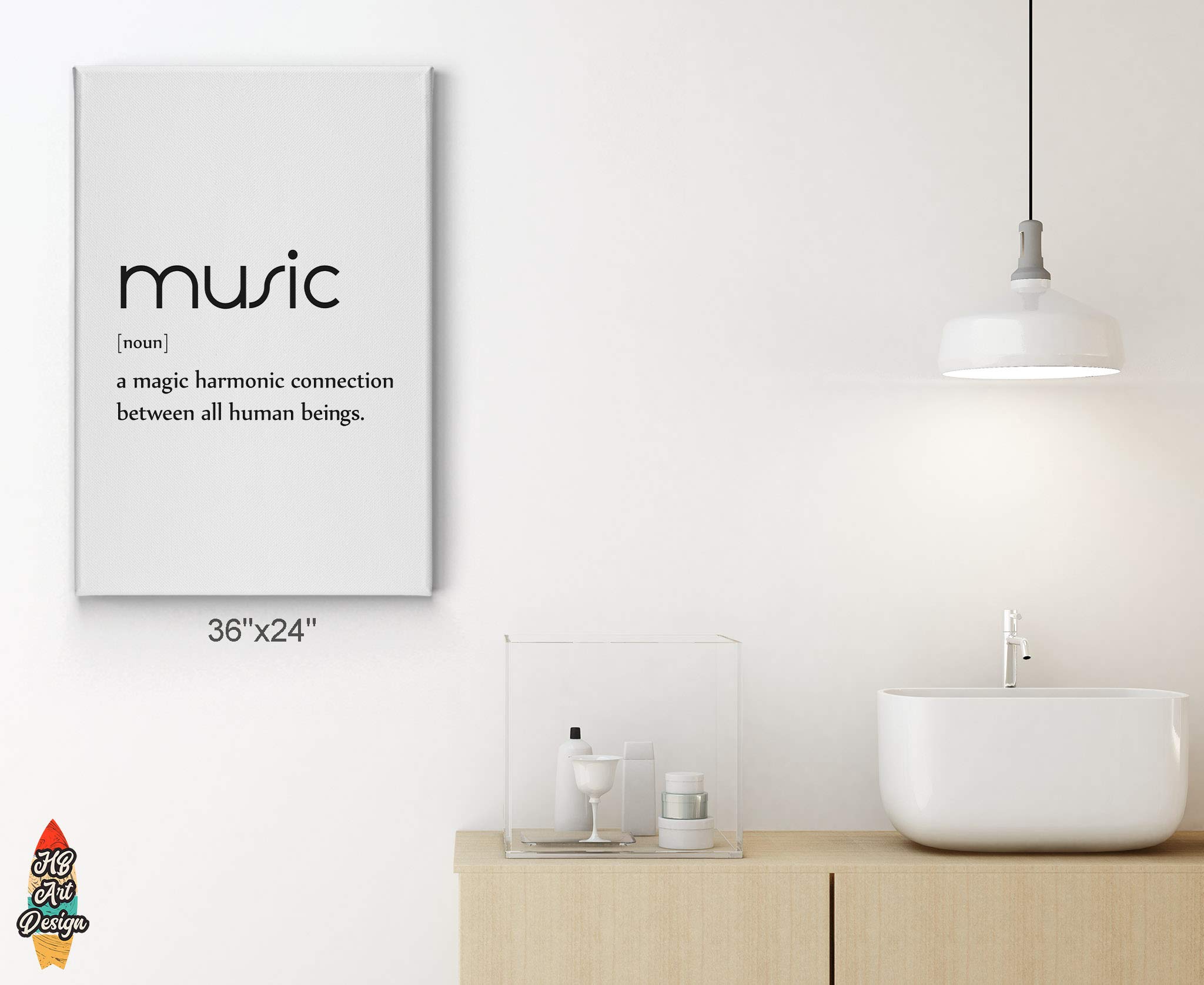 HB Art Design Music Definition Canvas Print - Funny Bathroom Wall Art Decor with Inspirational Quote, Farmhouse Style Toilet Sign Accessories (17x11 inches, Ready to Hang) - Perfect Gift for Music Lovers & Bathroom Decor Ideas