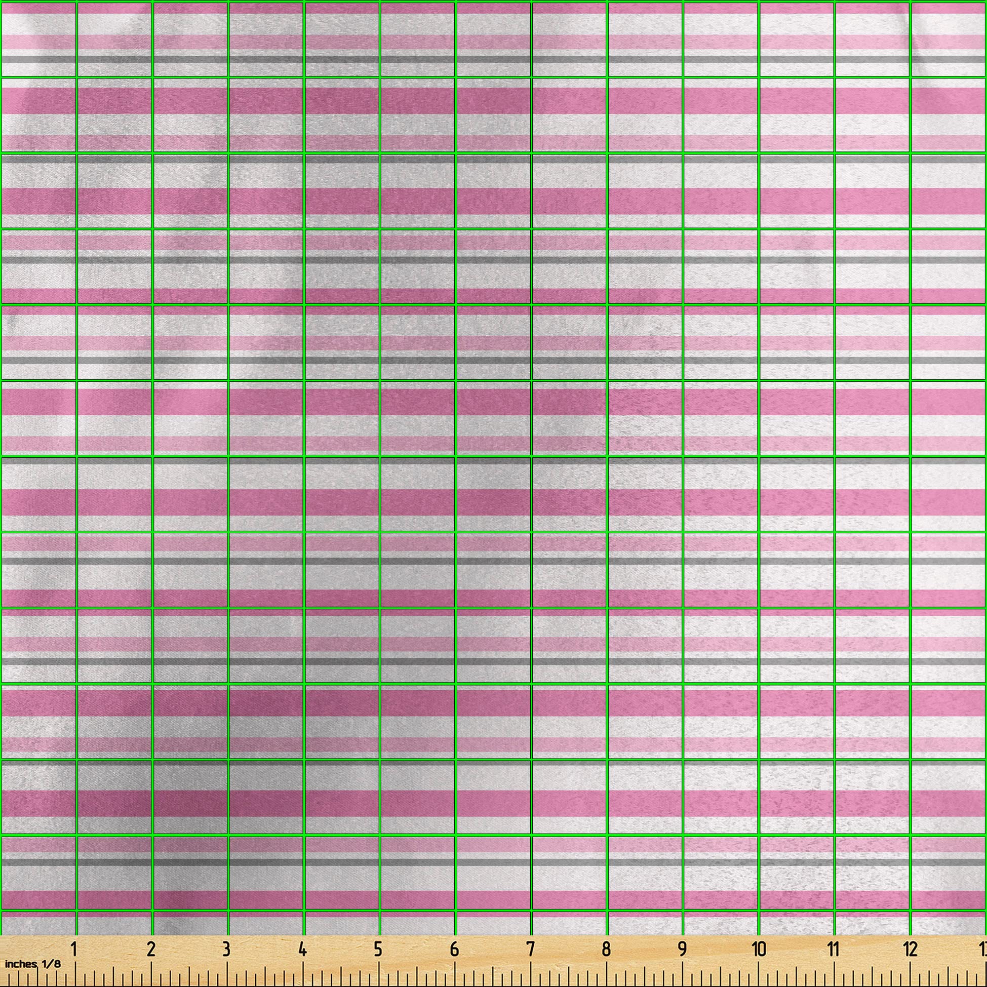 Ambesonne Geometric Fabric by The Yard - Pink & Grey Striped Satin Material for Home Decor, DIY Crafts, Upholstery & Sewing Projects | Modern Decorative Fabric for Curtains, Pillows & Table Runners