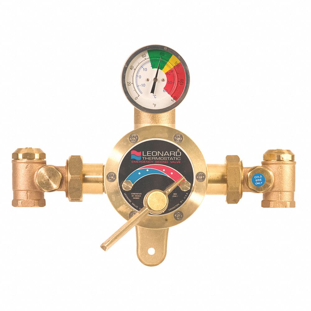 Leonard LF Thermostatic Mixing Valve for Emergency Showers - 20 GPM Flow Rate (TM 800 LF) - Single/Multiple Drench & Combination Use - Ideal for Laboratories, Industrial Plants & Chemical Workplaces