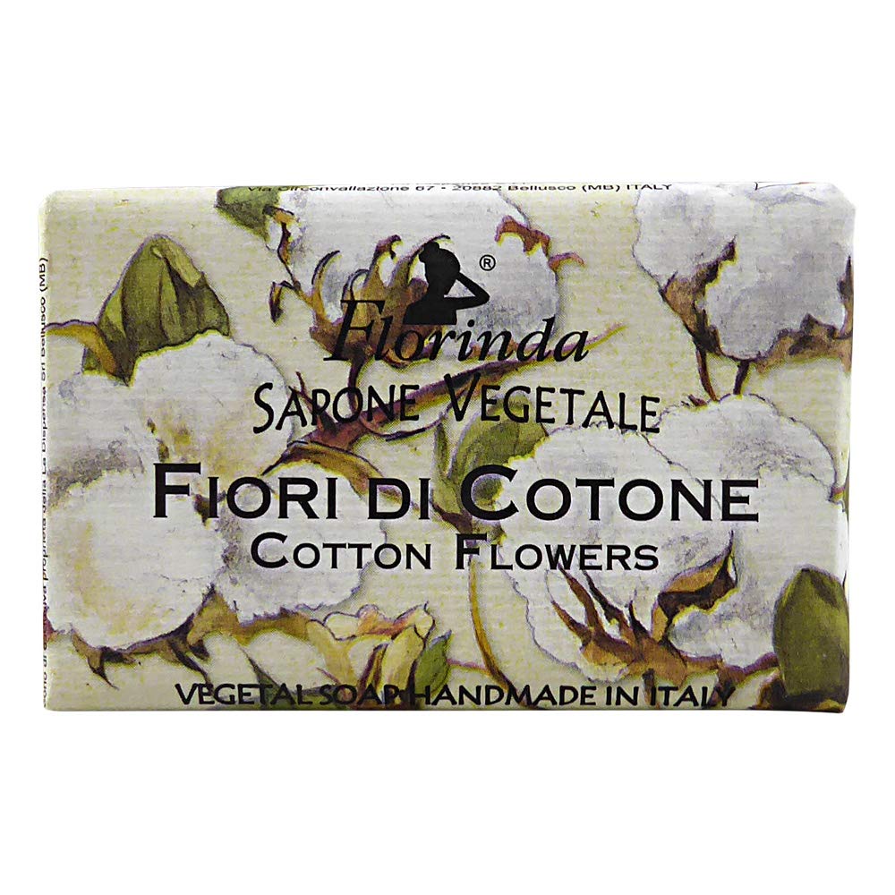 Florinda Flowers Cotton Scented Vegan Soap Bar 50g (1.76oz) - Natural Handmade Bath Soap for Sensitive Skin & Eco-Friendly Gifts