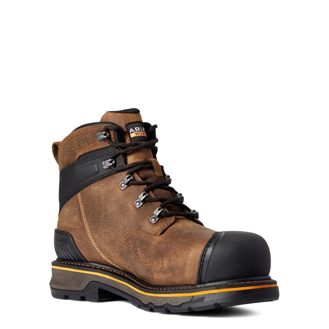 Stump Jumper 6 Inch Composite Toe Waterproof Work Boots for Men - Dark Hickory Safety Shoes for Construction, Hiking & Outdoor Work
