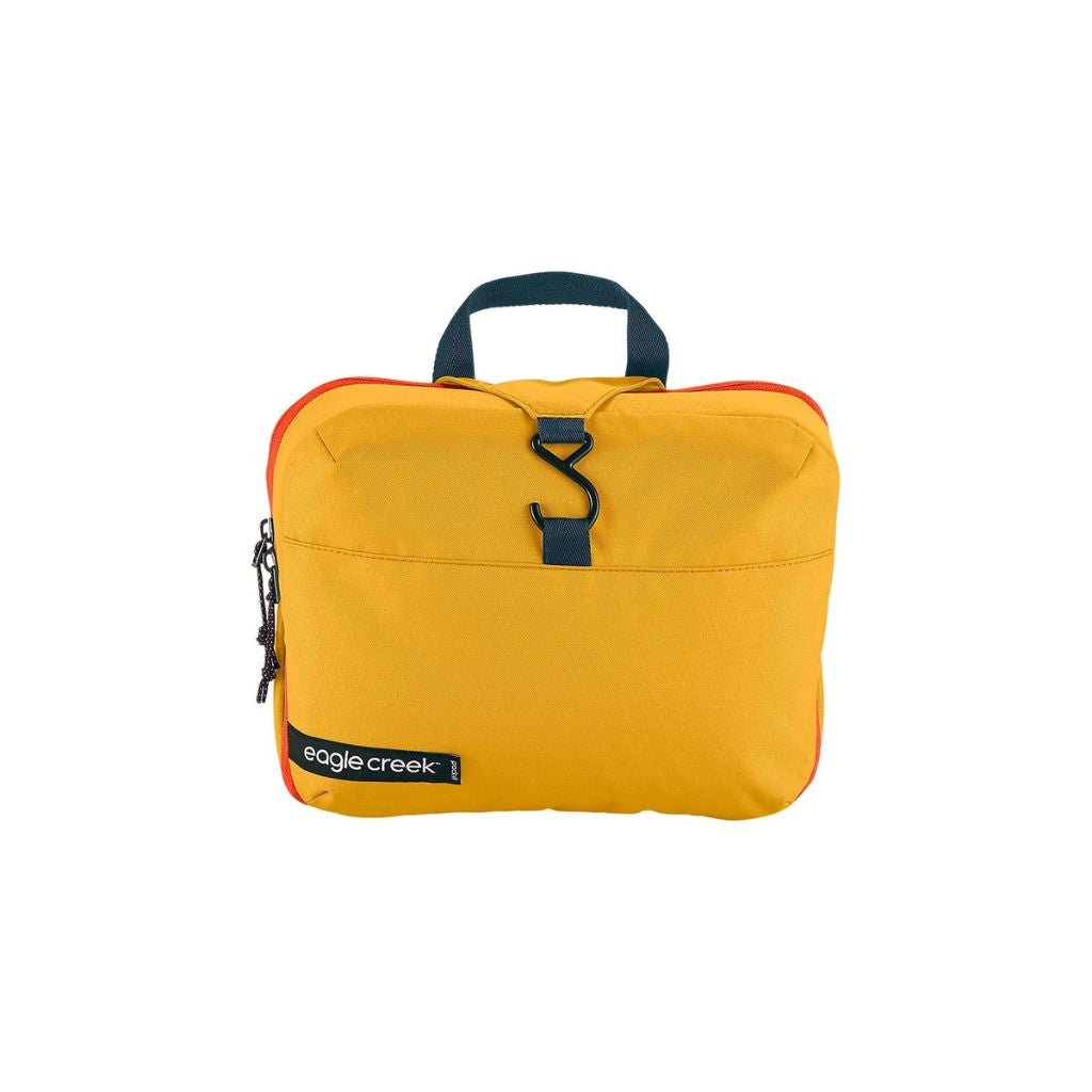 Eagle Creek PACK IT™ REVEAL Hanging Toiletry Kit - Water-Resistant Travel Organizer for Toiletries & Cosmetics (Sahara Yellow) | Perfect for Camping, Business Trips & Vacation Packing