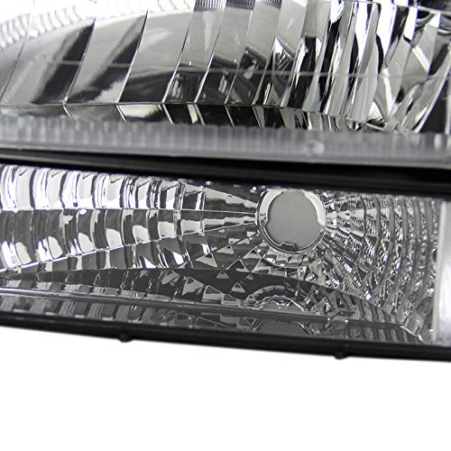 92-96 Ford F150 F250 F350 Bronco Chrome Clear Lens Headlights + Bumper + Corner Lamps - Upgrade Your Truck's Lighting for Night Driving & Off-Road Adventures