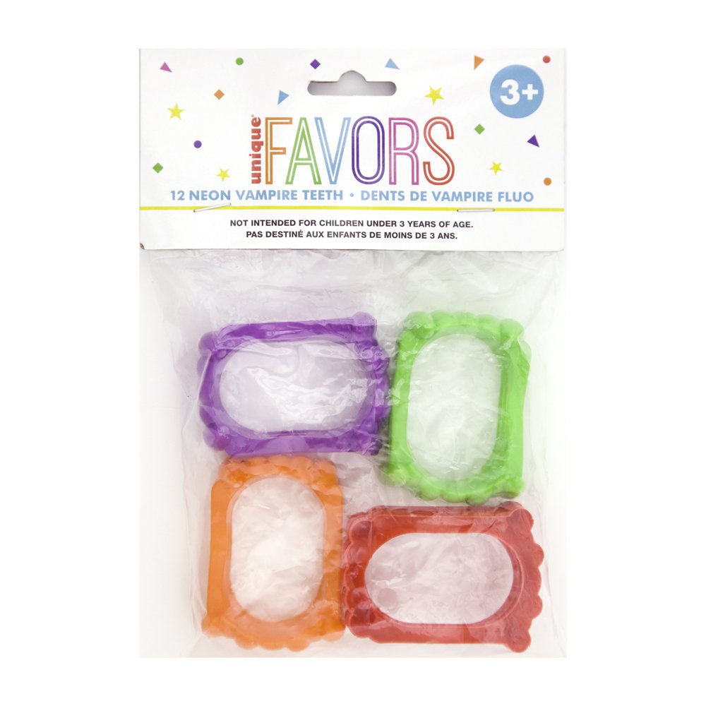 12 Pack Glow in The Dark Vampire Fangs - 1.83 x 2.5 x 0.75 Inch Scary Halloween Teeth for Costume Parties, Cosplay & Night Events - Perfect for Trick or Treat, Horror Movie Nights & Themed Gatherings