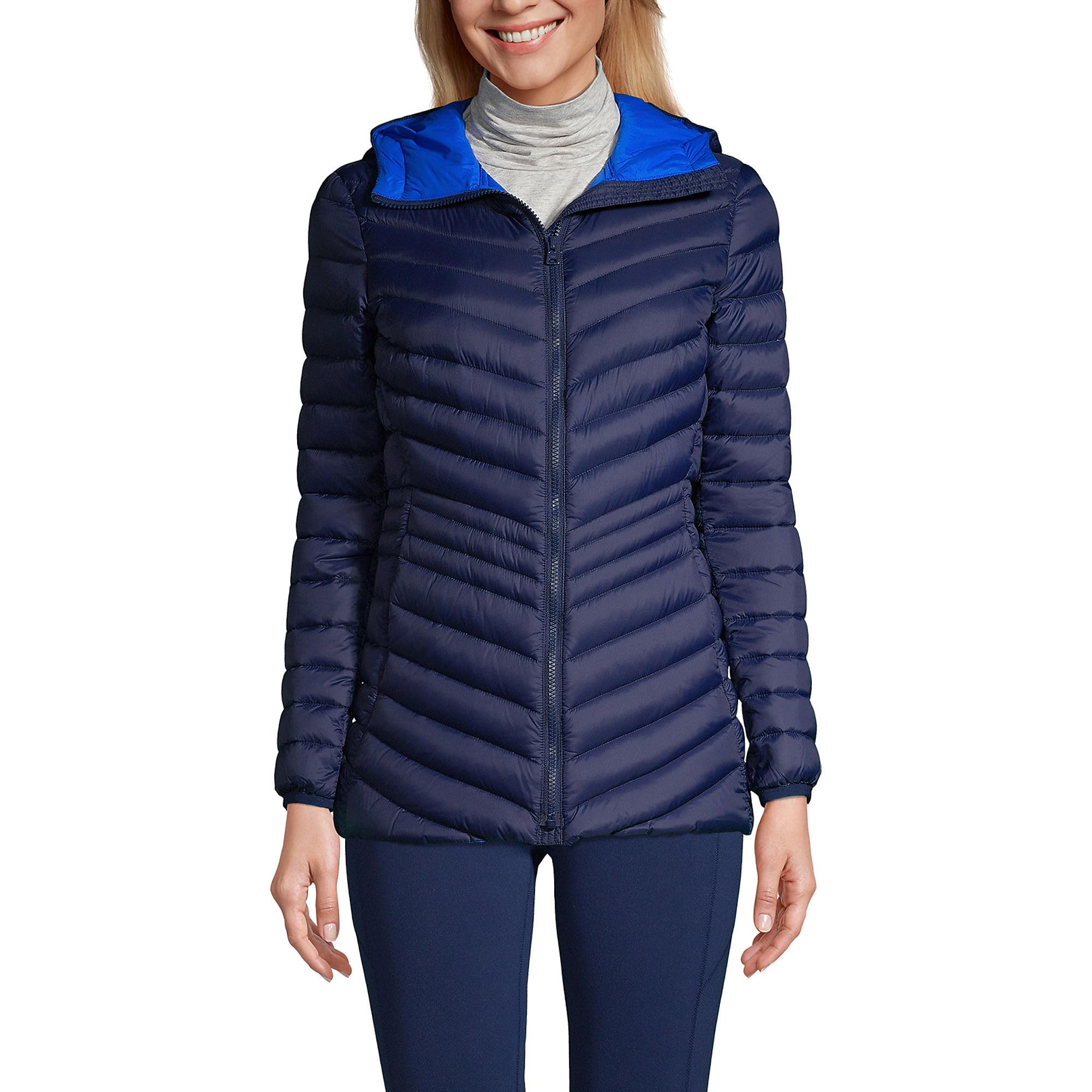 Lands' End Women's Ultralight Packable Down Jacket - Lightweight Warm Winter Coat for Travel & Outdoor Activities