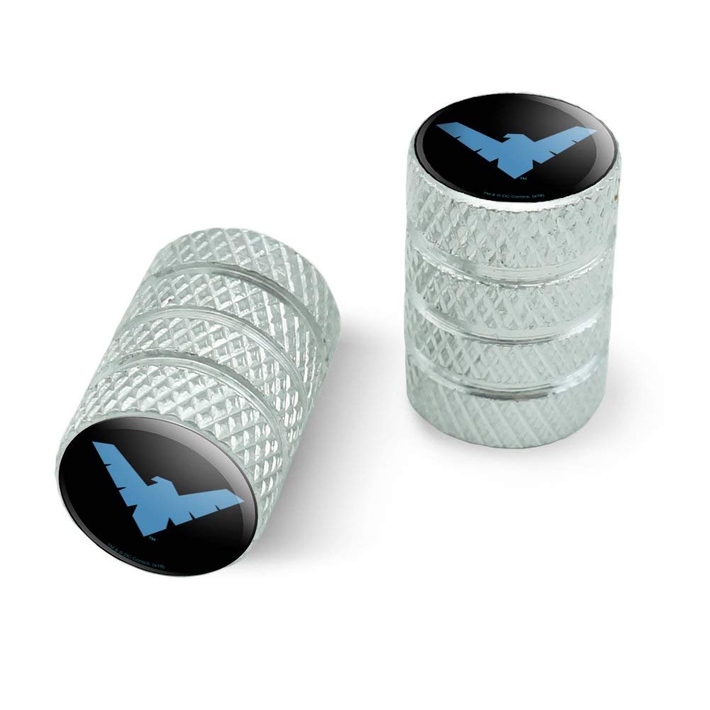 Batman & Nightwing Logo Aluminum Valve Stem Caps for Motorcycle, Bicycle, Bike - DC Comics Superhero Tire Rim Wheel Accessories - Perfect for Fans & Custom Bike Upgrades