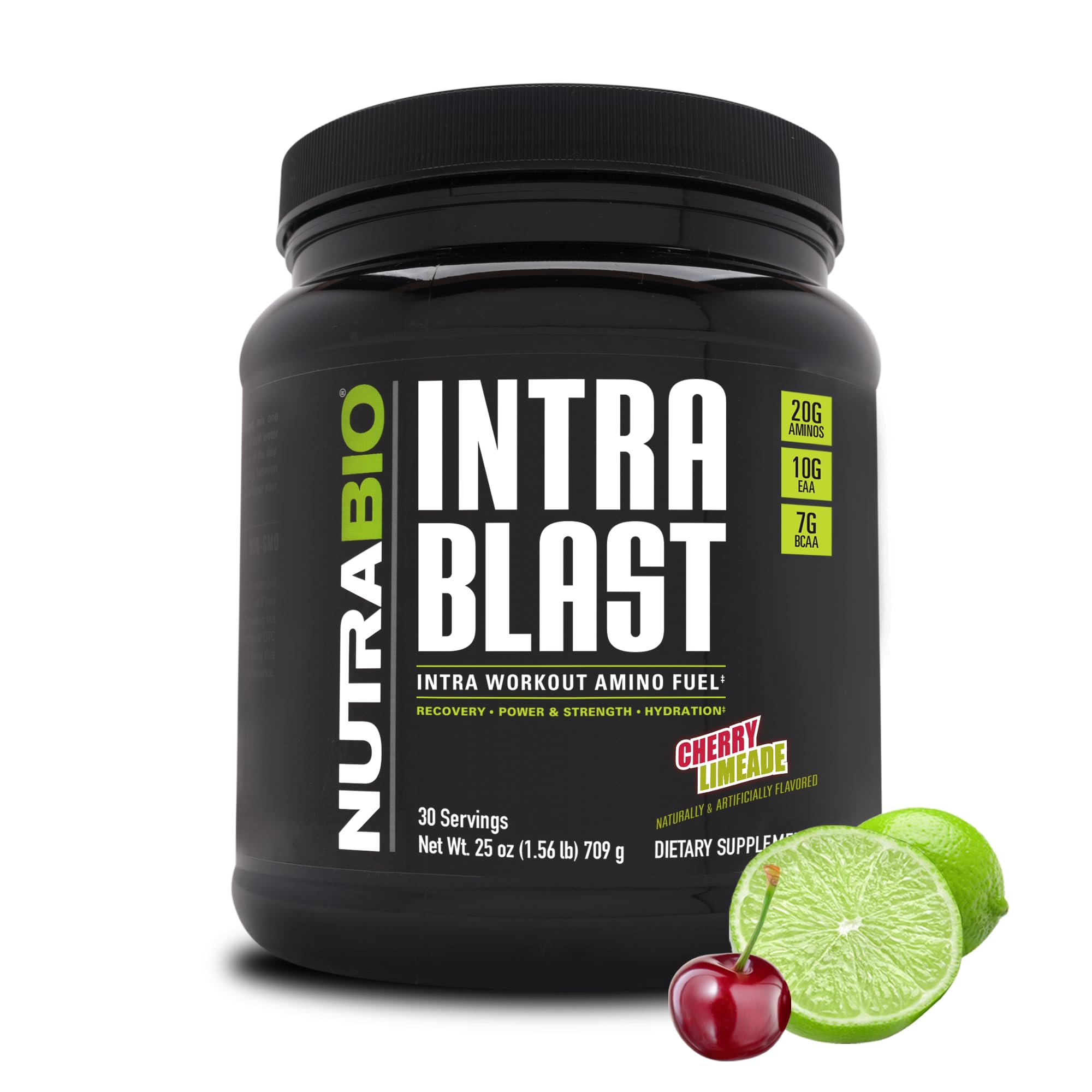 NutraBio Intra Blast BCAA EAA Electrolyte and Hydration Powder - Amino Acid Supplement for Workout Recovery - Non-GMO, Gluten Free Cherry Limeade Flavor - 30 Servings - Perfect for Post-Workout Hydration & Muscle Recovery