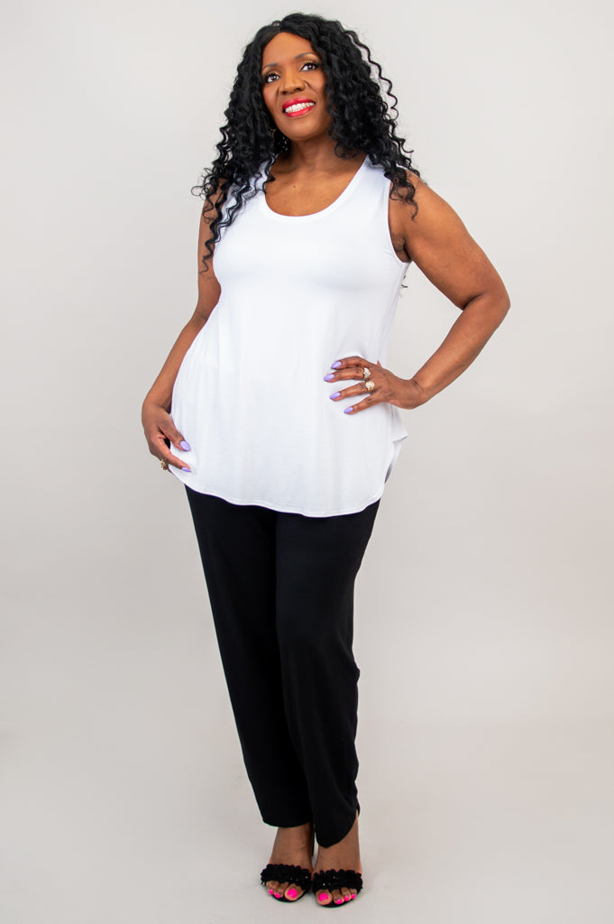 Eco-Friendly White Bamboo Jazz Tank Top for Women - Soft & Breathable Summer Casual Wear - Perfect for Yoga, Gym, and Outdoor Activities